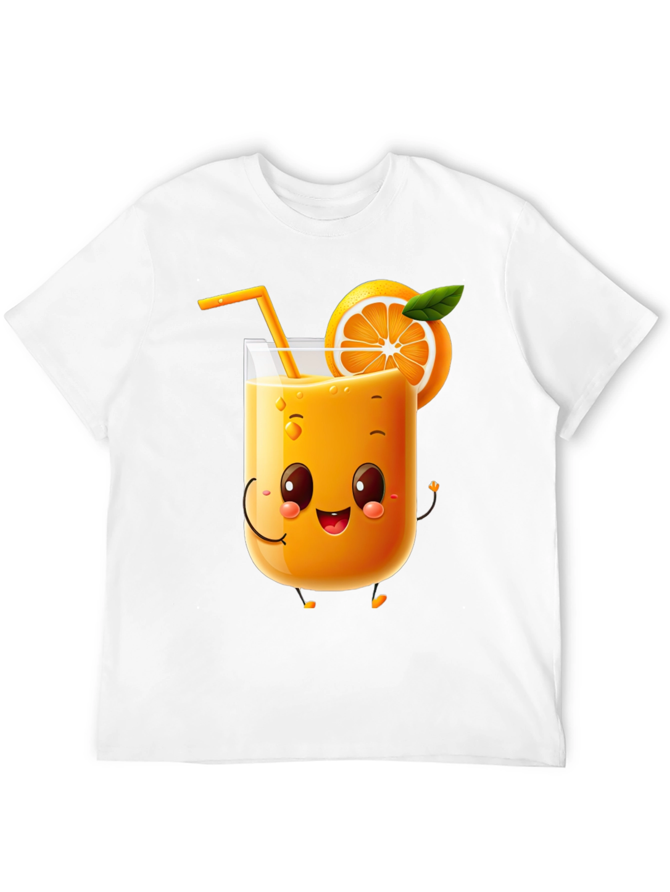 Fun Orange Juice Cartoon Black T-Shirt