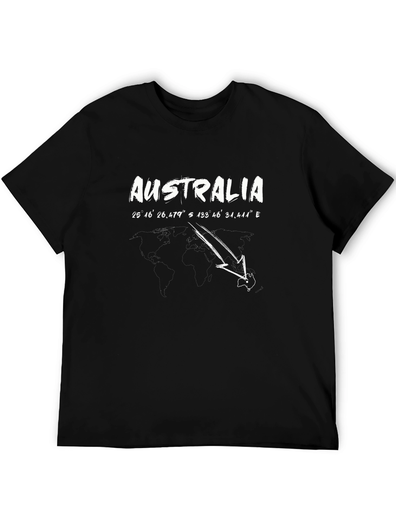 Australia Coordinates Mens Black T-Shirt