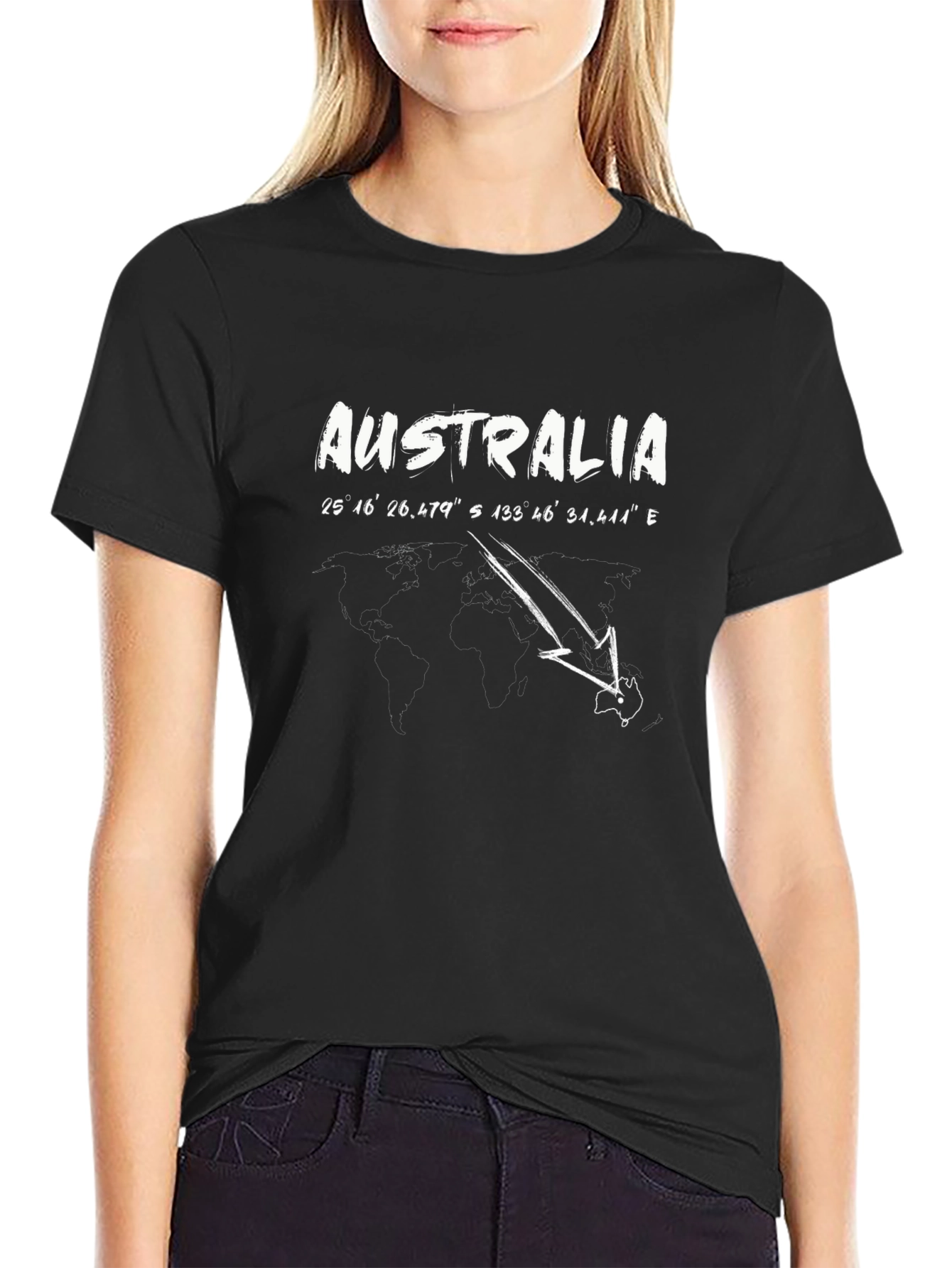 Australia Coordinates Mens Black T-Shirt
