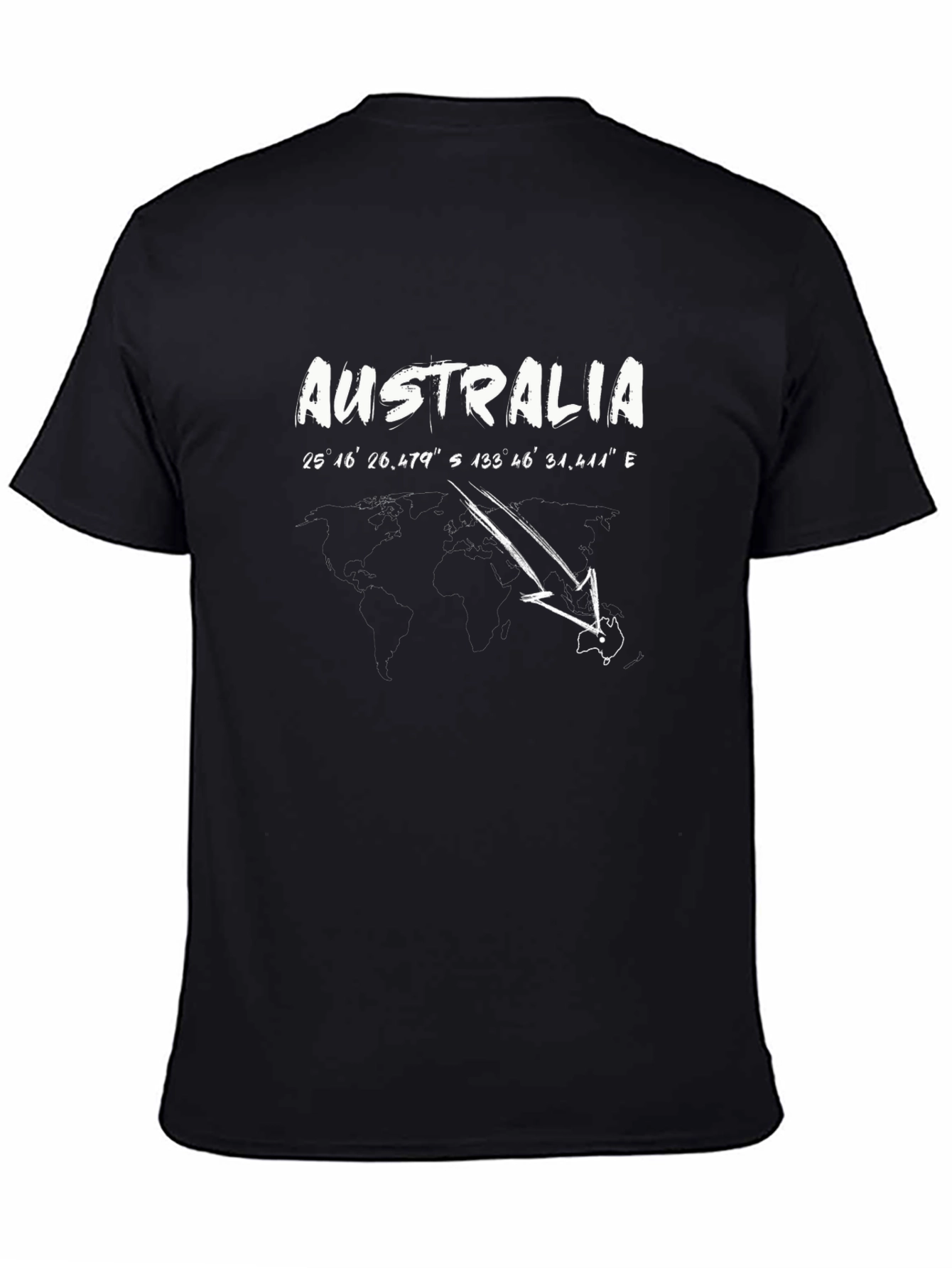 Australia Coordinates Mens Black T-Shirt