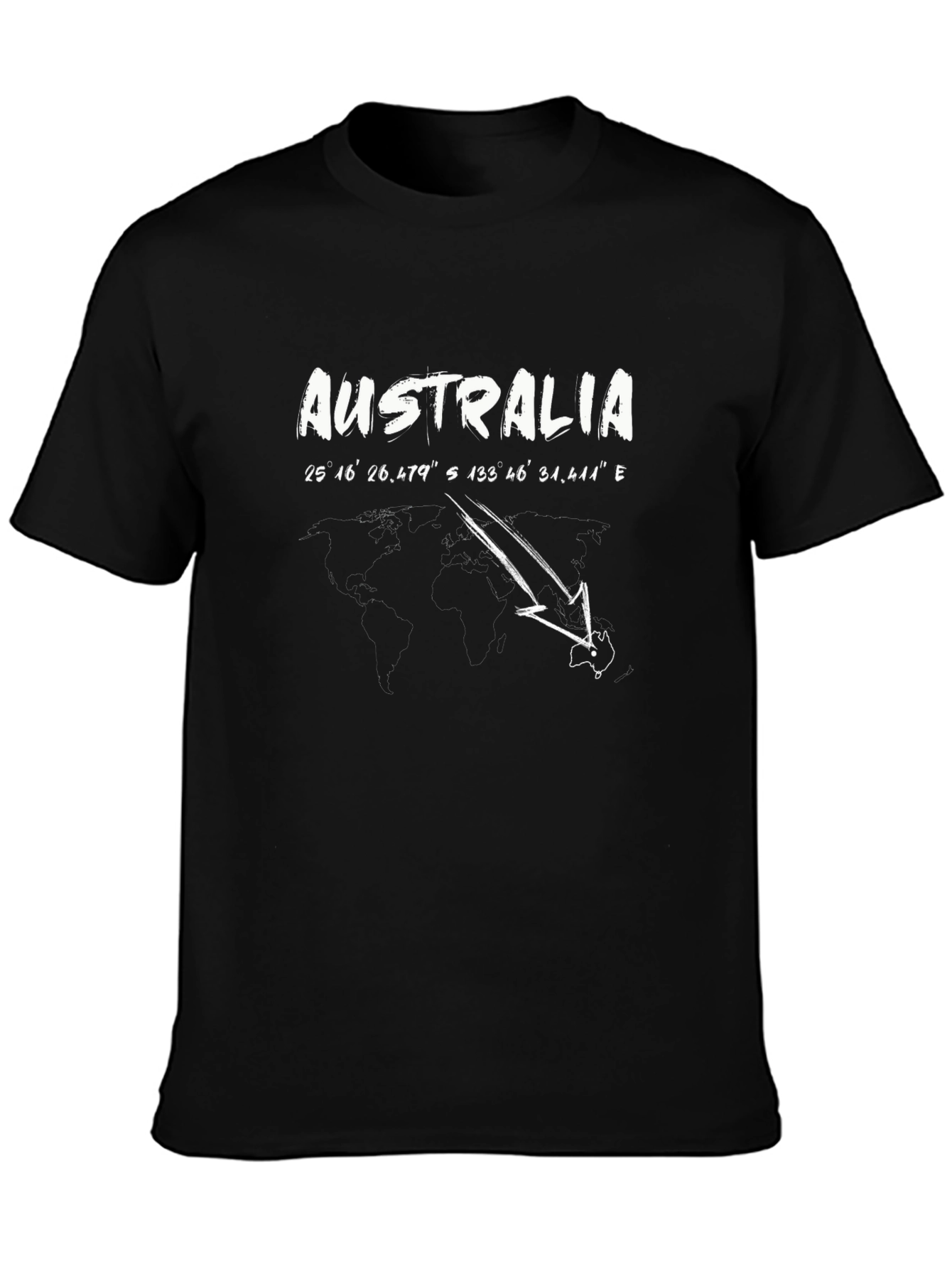 Australia Coordinates Mens Black T-Shirt