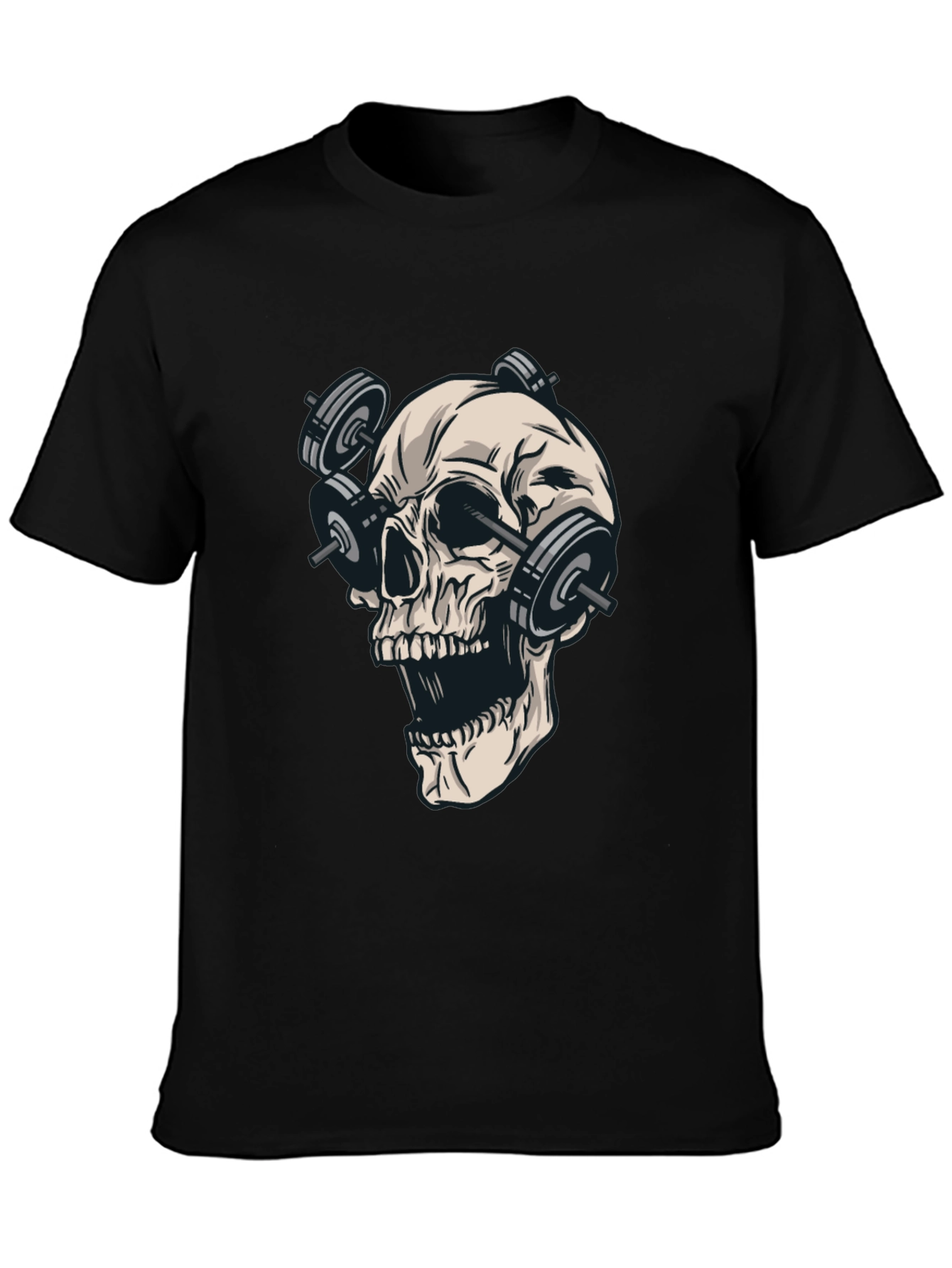 Skull Weights Black T-Shirt - Gym Lover