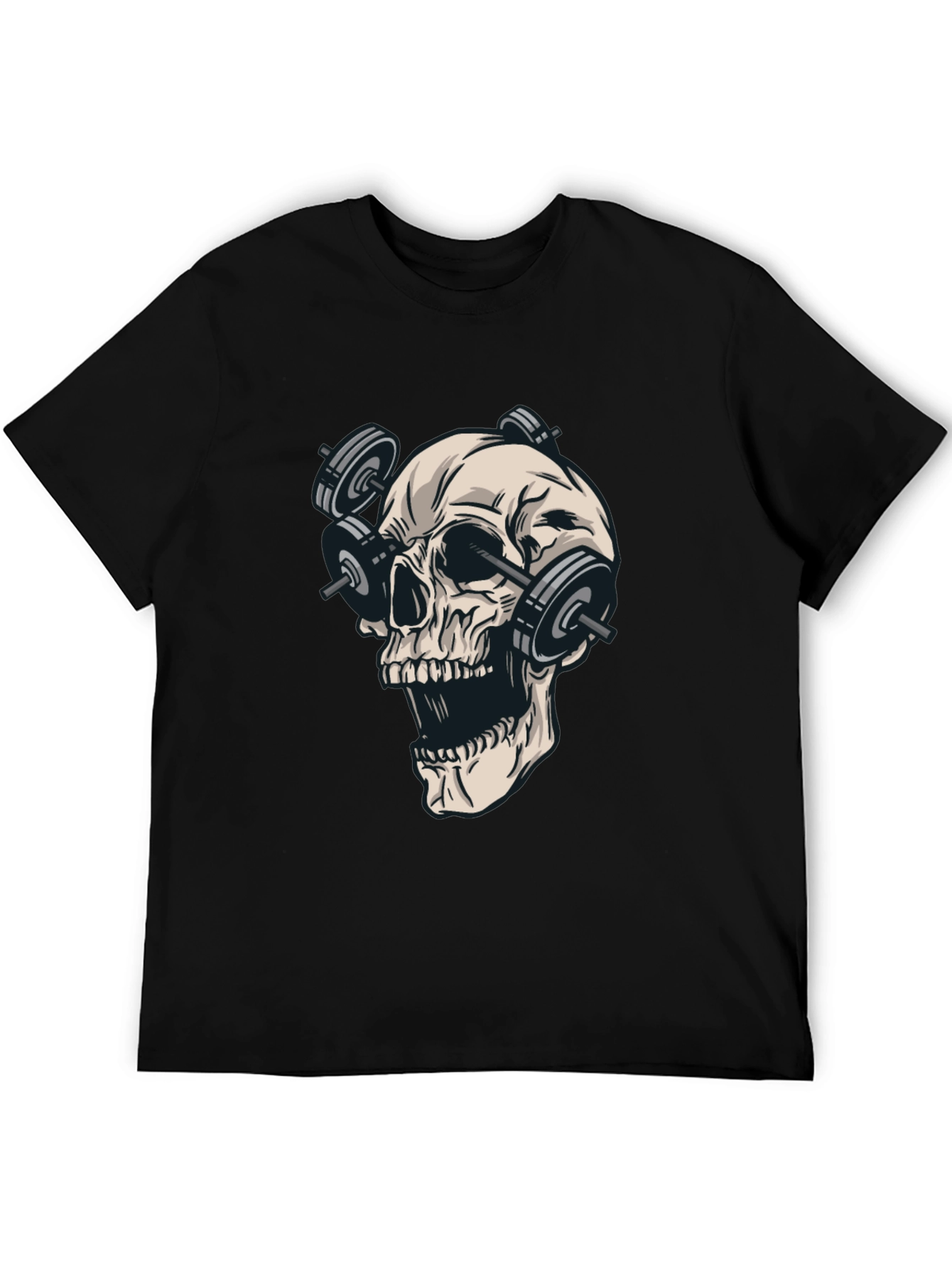 Skull Weights Black T-Shirt - Gym Lover