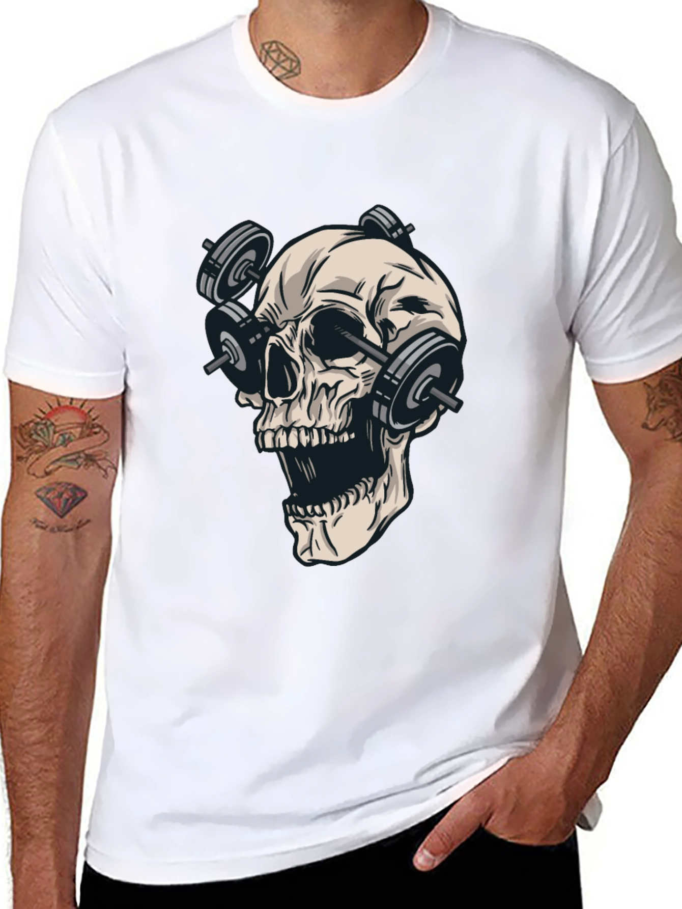 Skull Weights Black T-Shirt - Gym Lover