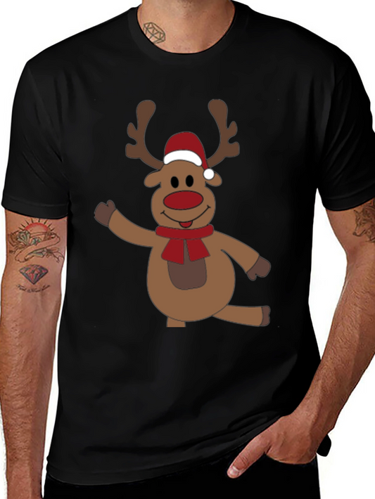 Festive Reindeer Graphic Tee - Holiday Fun