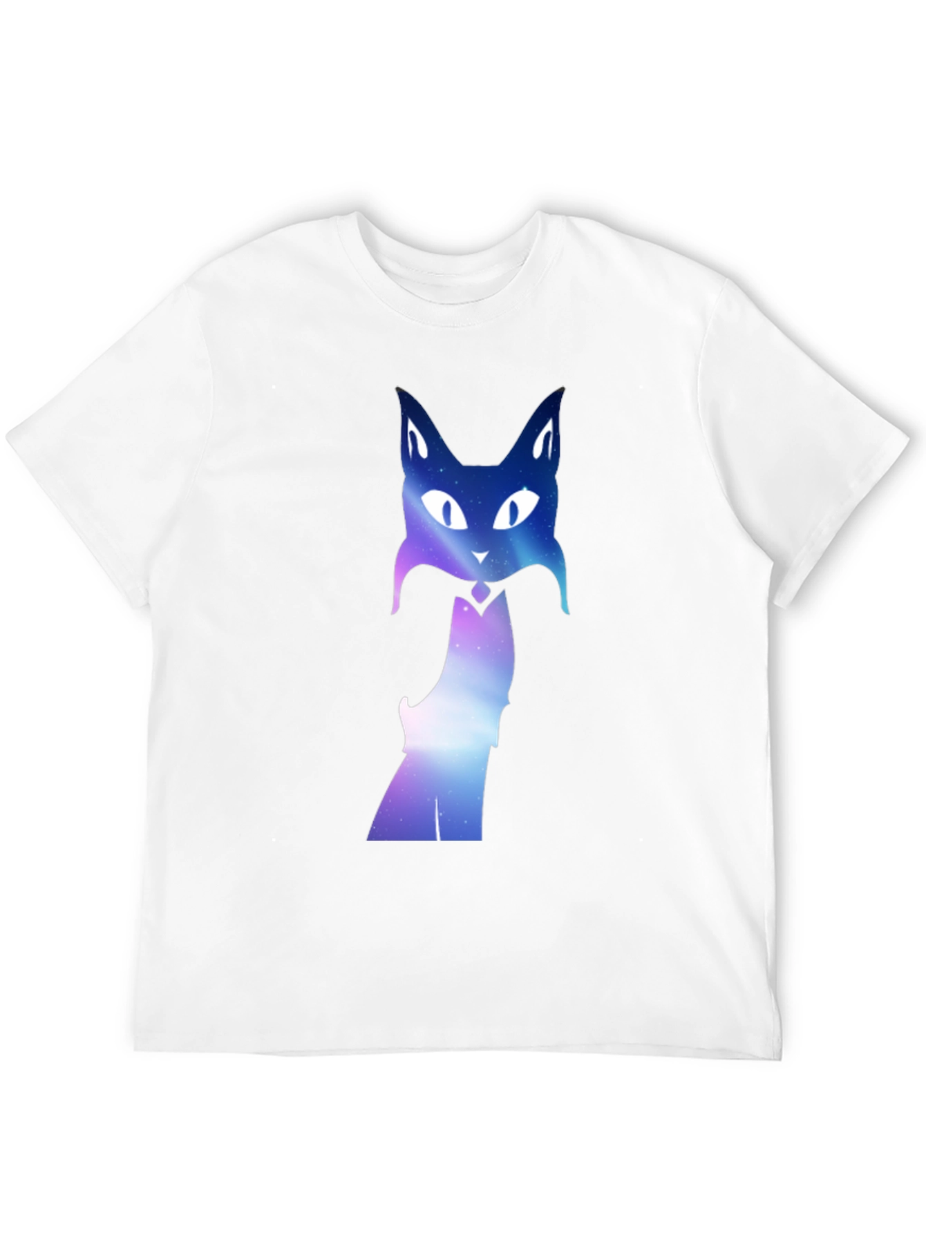Galaxy Cat Graphic Tee - Black Crew Neck T-Shirt