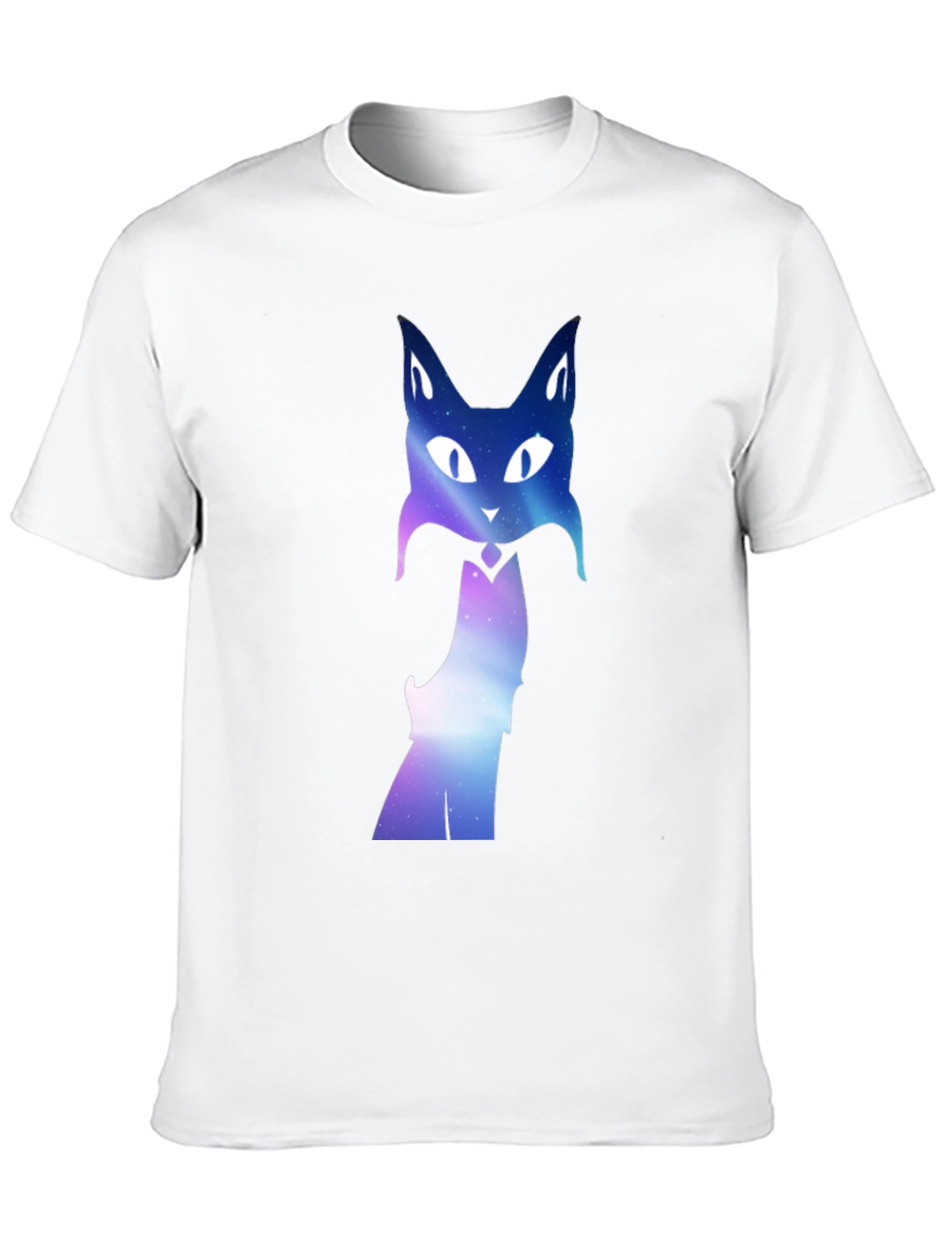 Galaxy Cat Graphic Tee - Black Crew Neck T-Shirt
