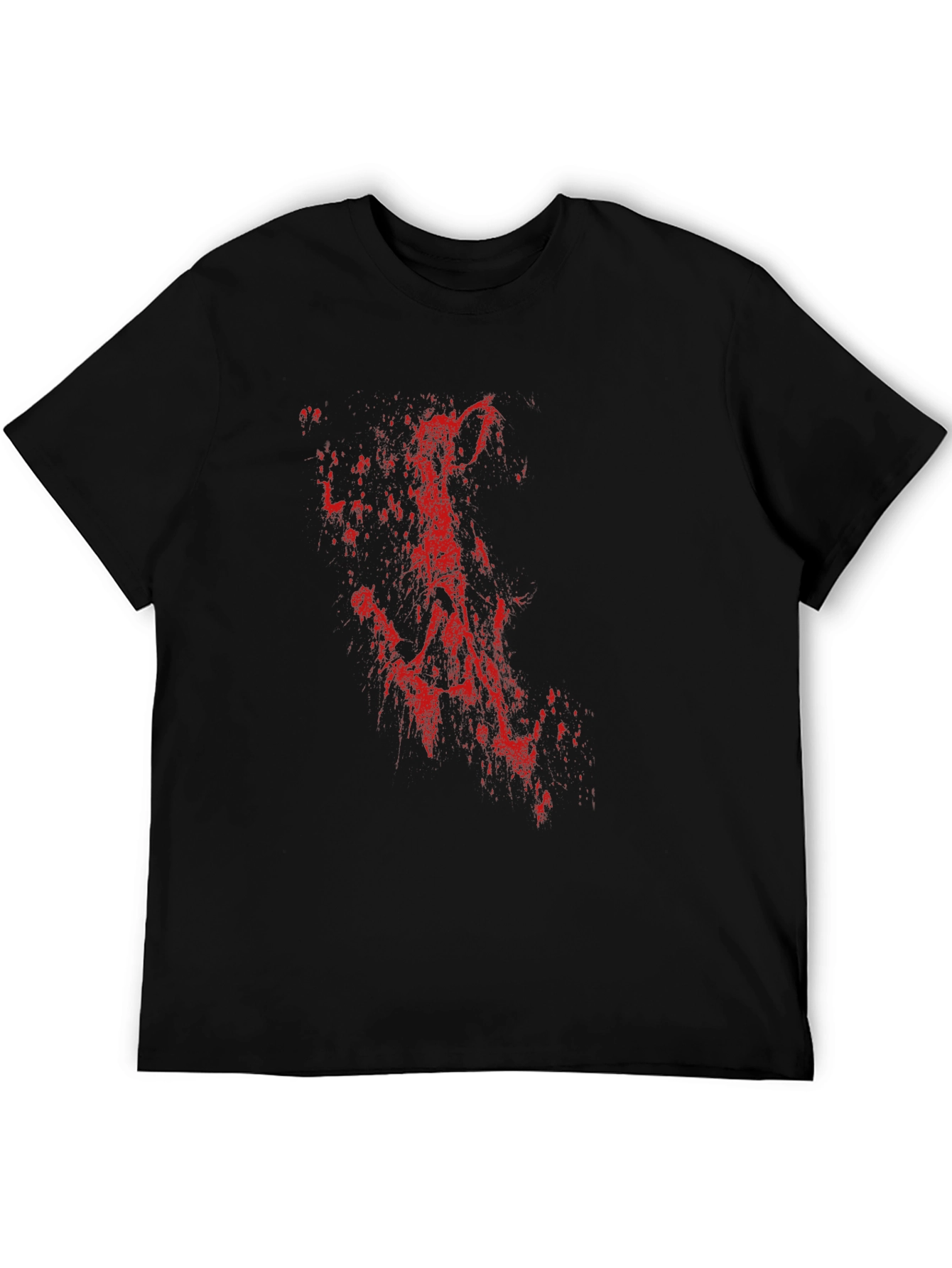 Mens Black T-Shirt with Red Abstract Print
