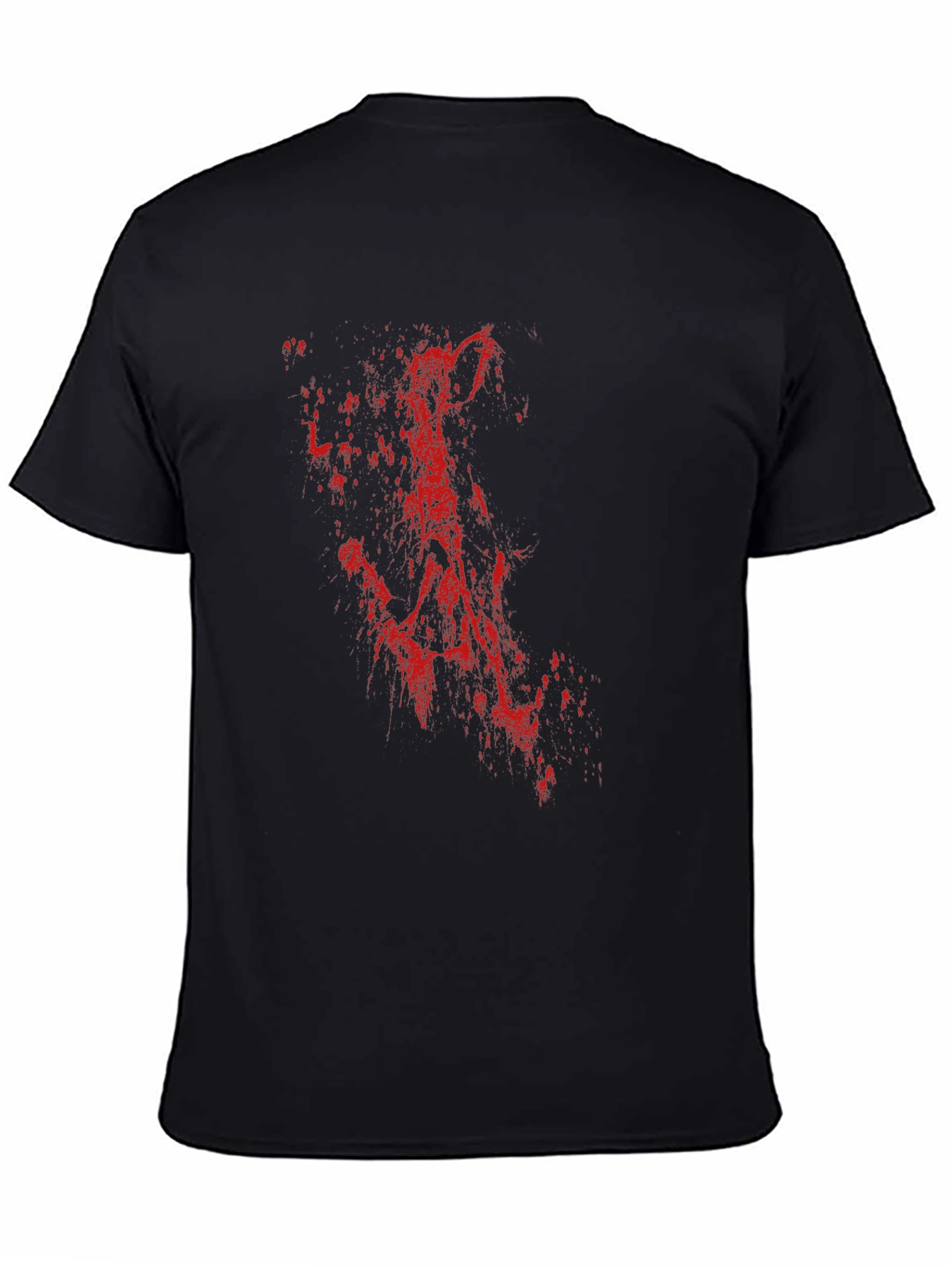Mens Black T-Shirt with Red Abstract Print