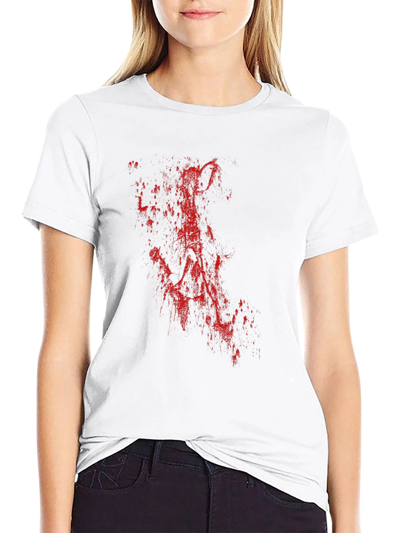 Mens Black T-Shirt with Red Abstract Print