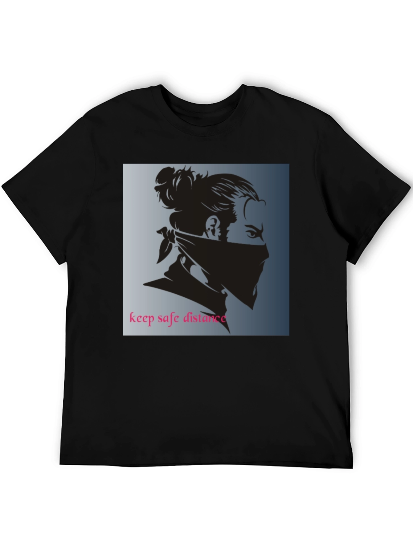 Black Graphic Tee - Keep Safe Distance Design