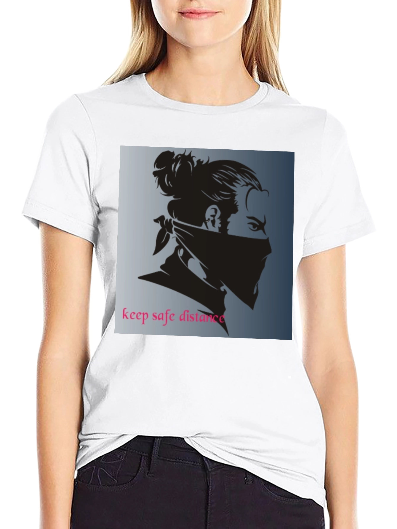 Black Graphic Tee - Keep Safe Distance Design