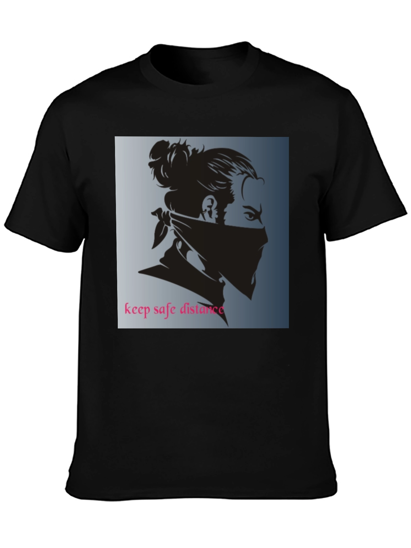 Black Graphic Tee - Keep Safe Distance Design