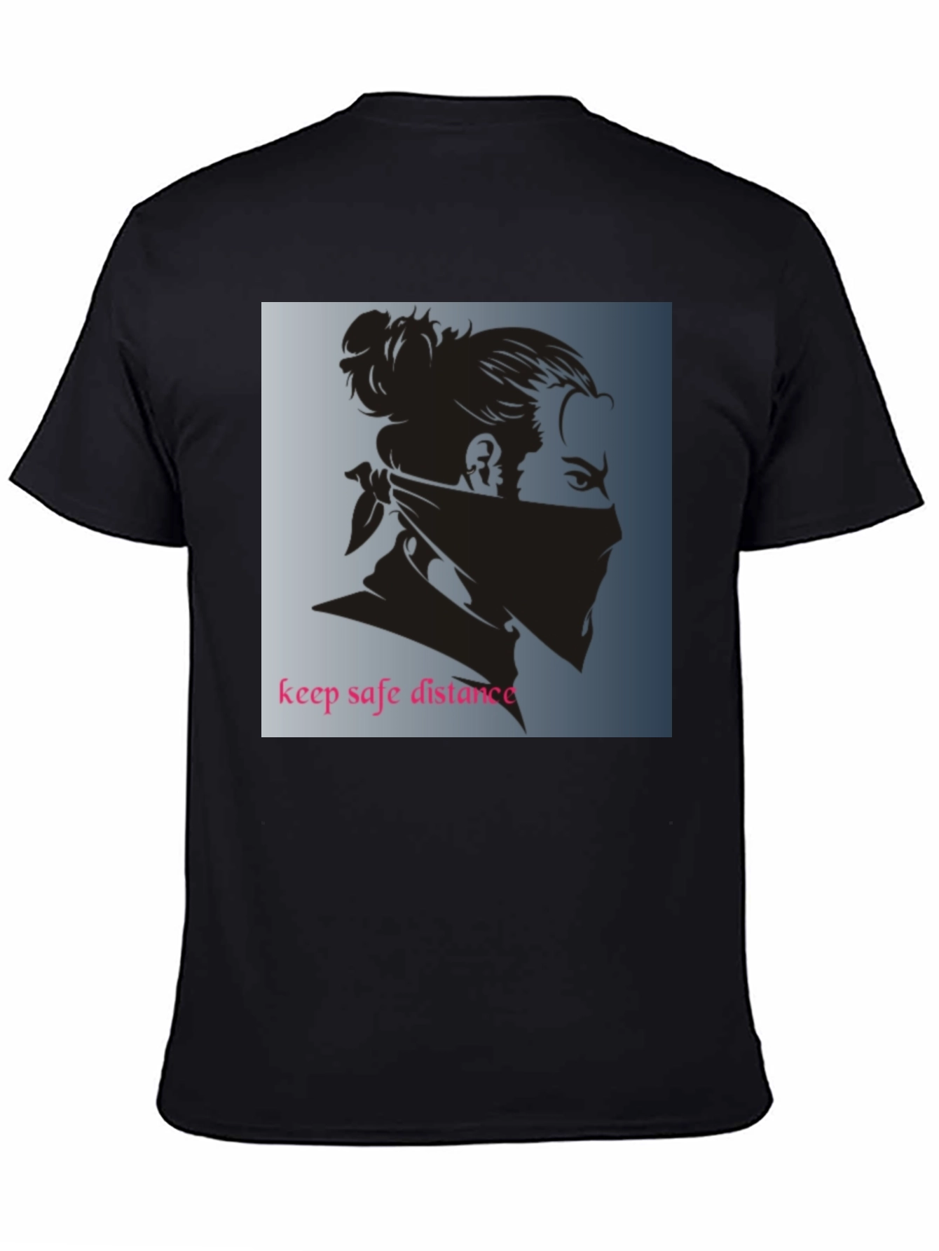 Black Graphic Tee - Keep Safe Distance Design