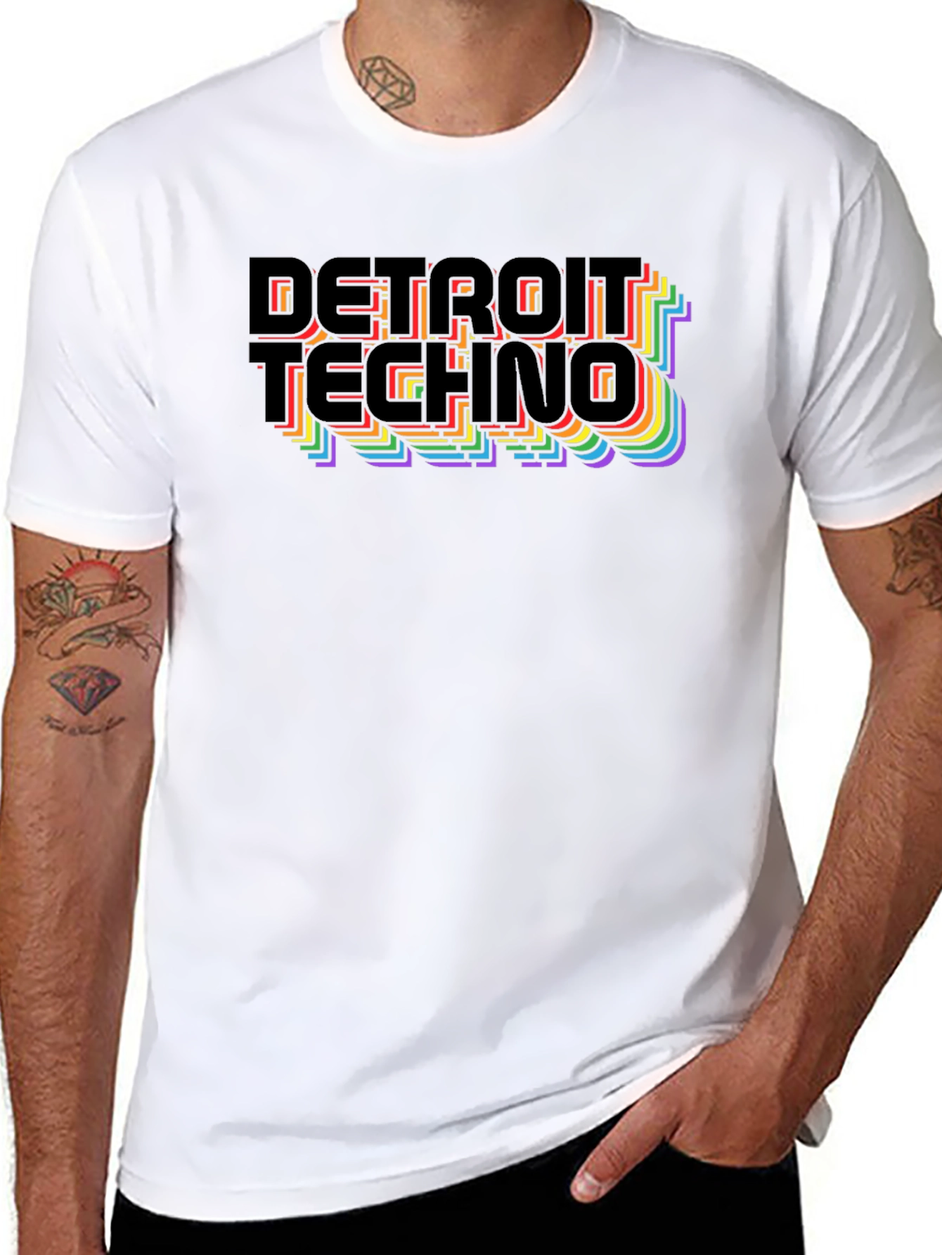 Detroit Techno Rainbow Graphic T-Shirt