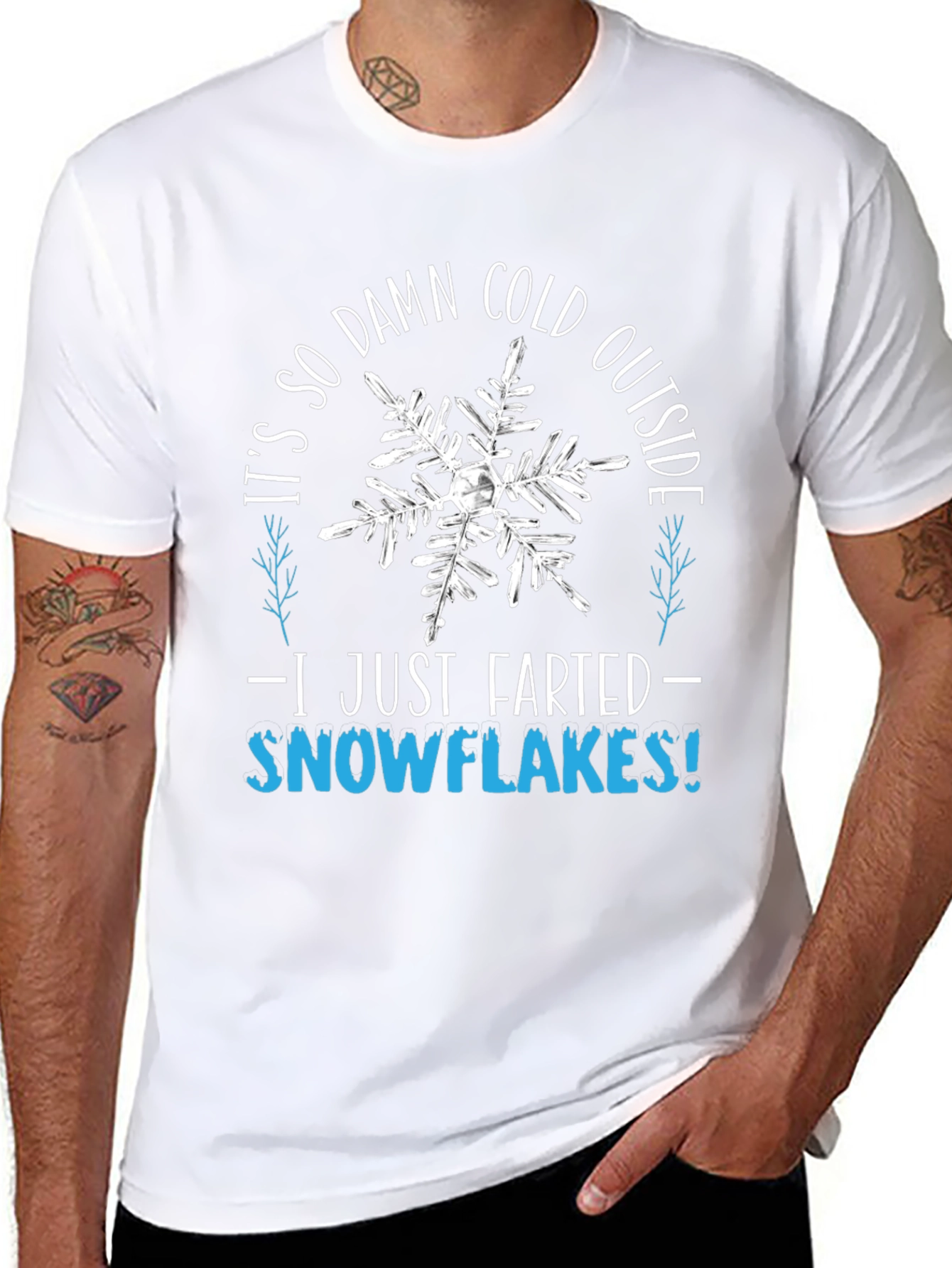 Funny Winter Farting Snowflakes Graphic Tee