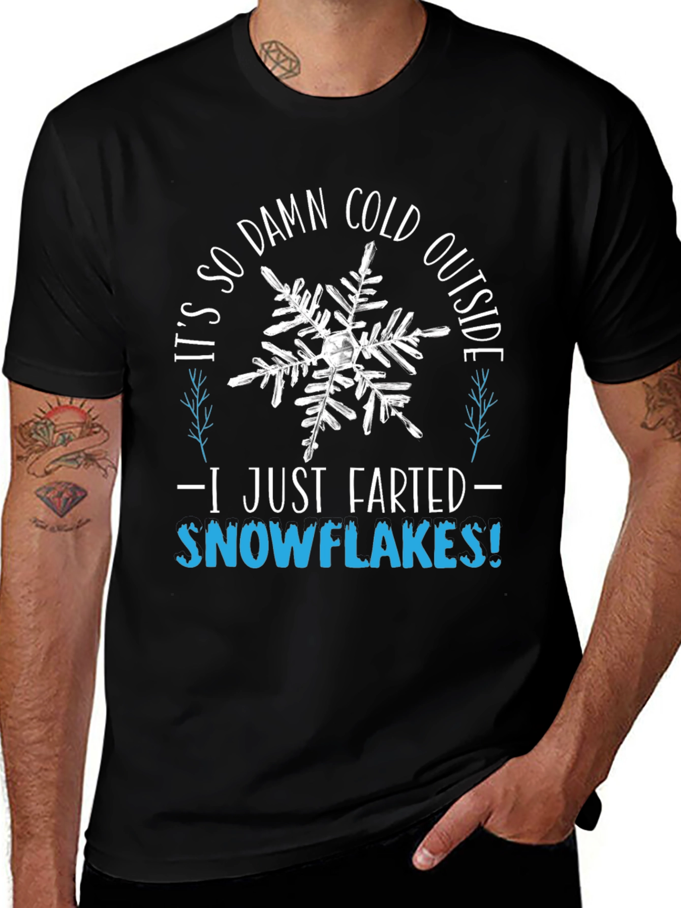 Funny Winter Farting Snowflakes Graphic Tee