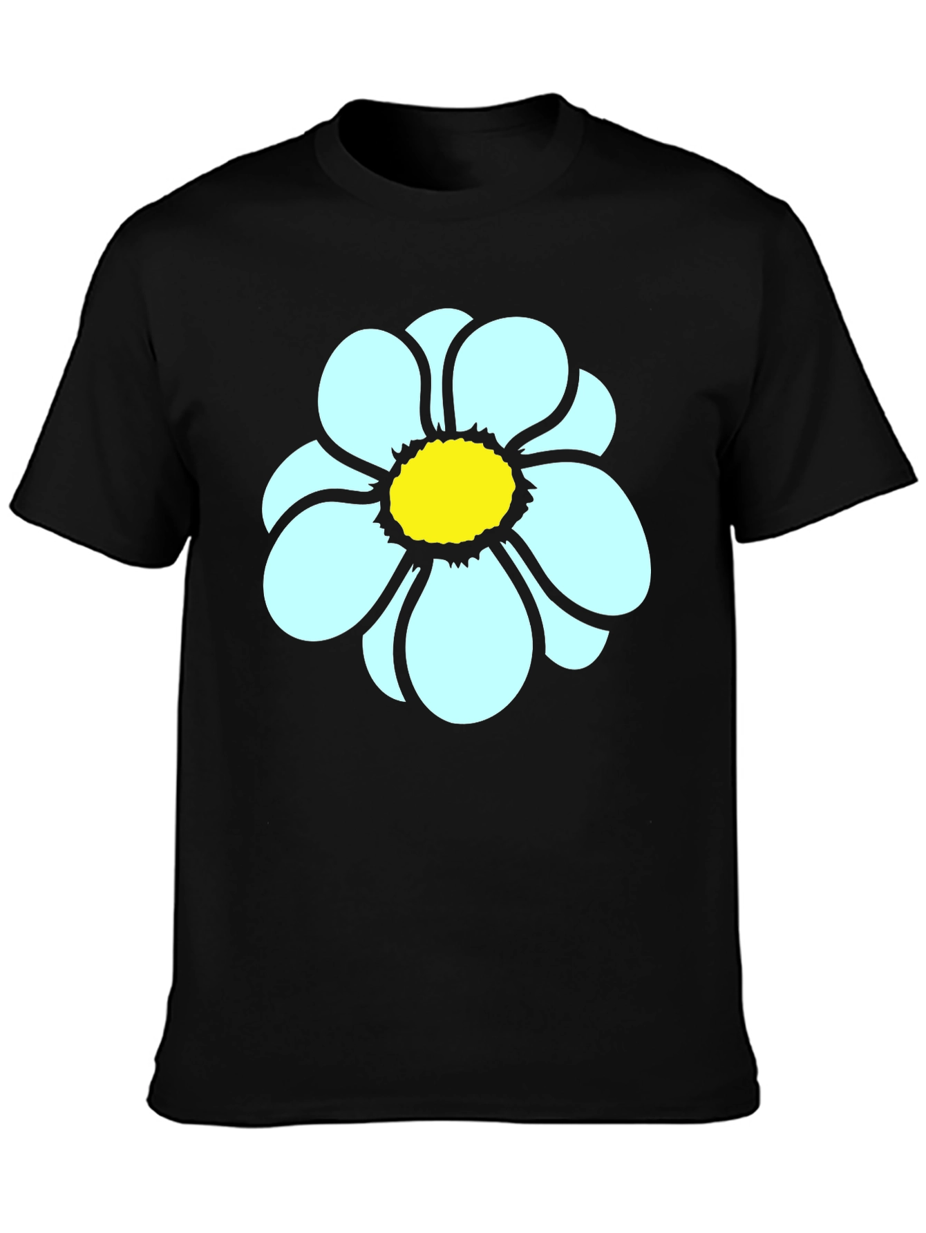 Daisy Flower Graphic Tee - Casual Black T-Shirt