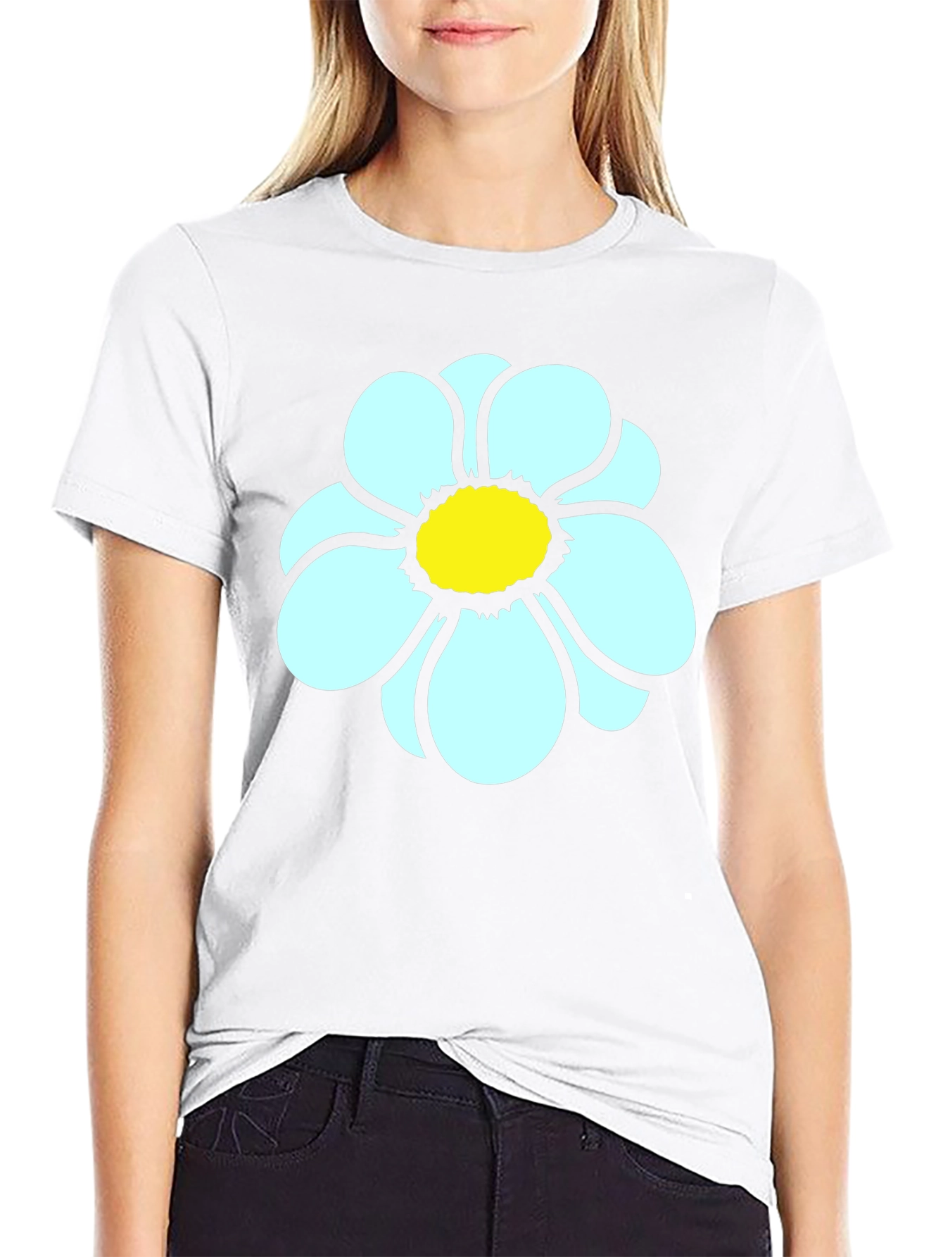Daisy Flower Graphic Tee - Casual Black T-Shirt