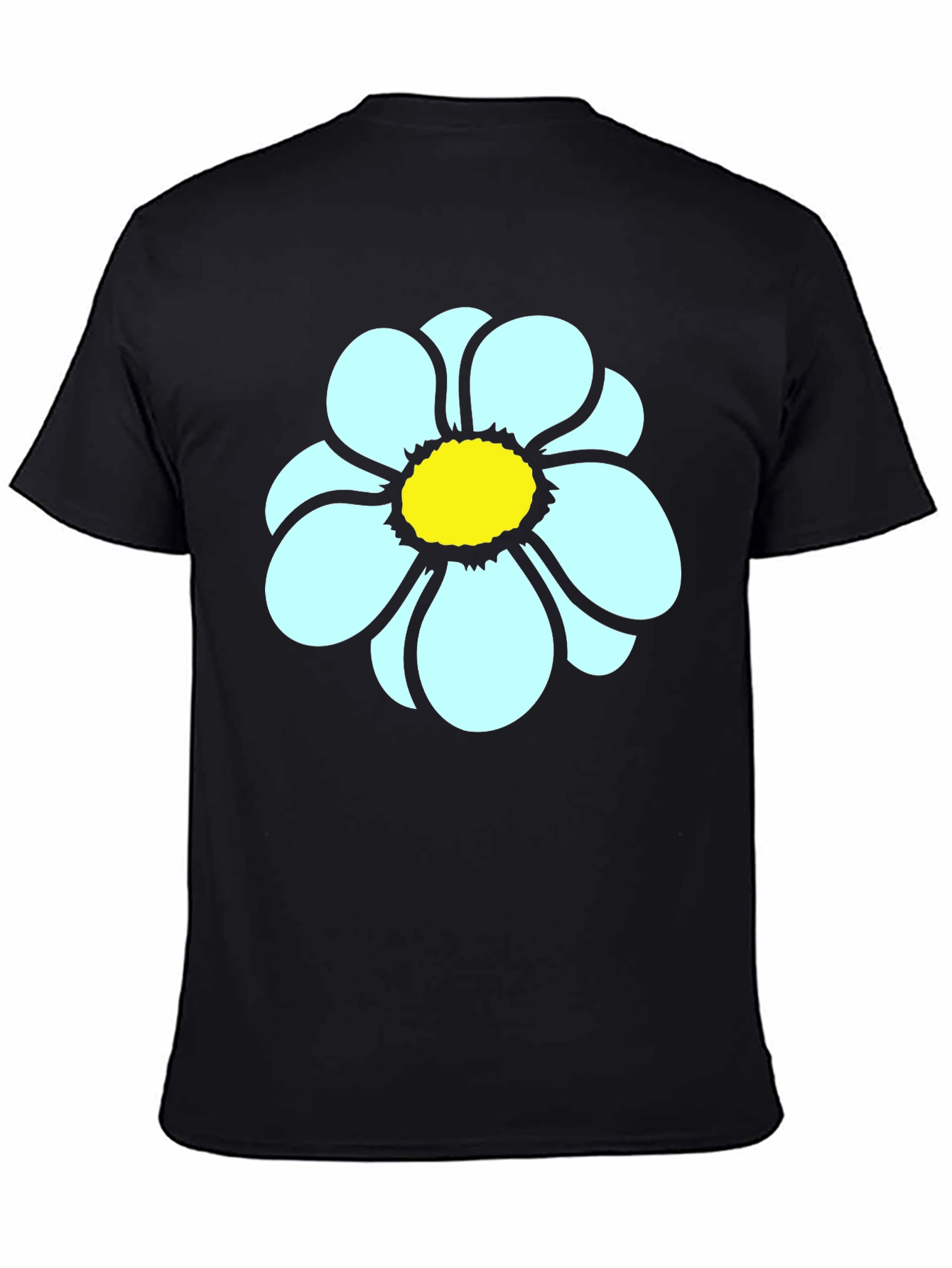 Daisy Flower Graphic Tee - Casual Black T-Shirt