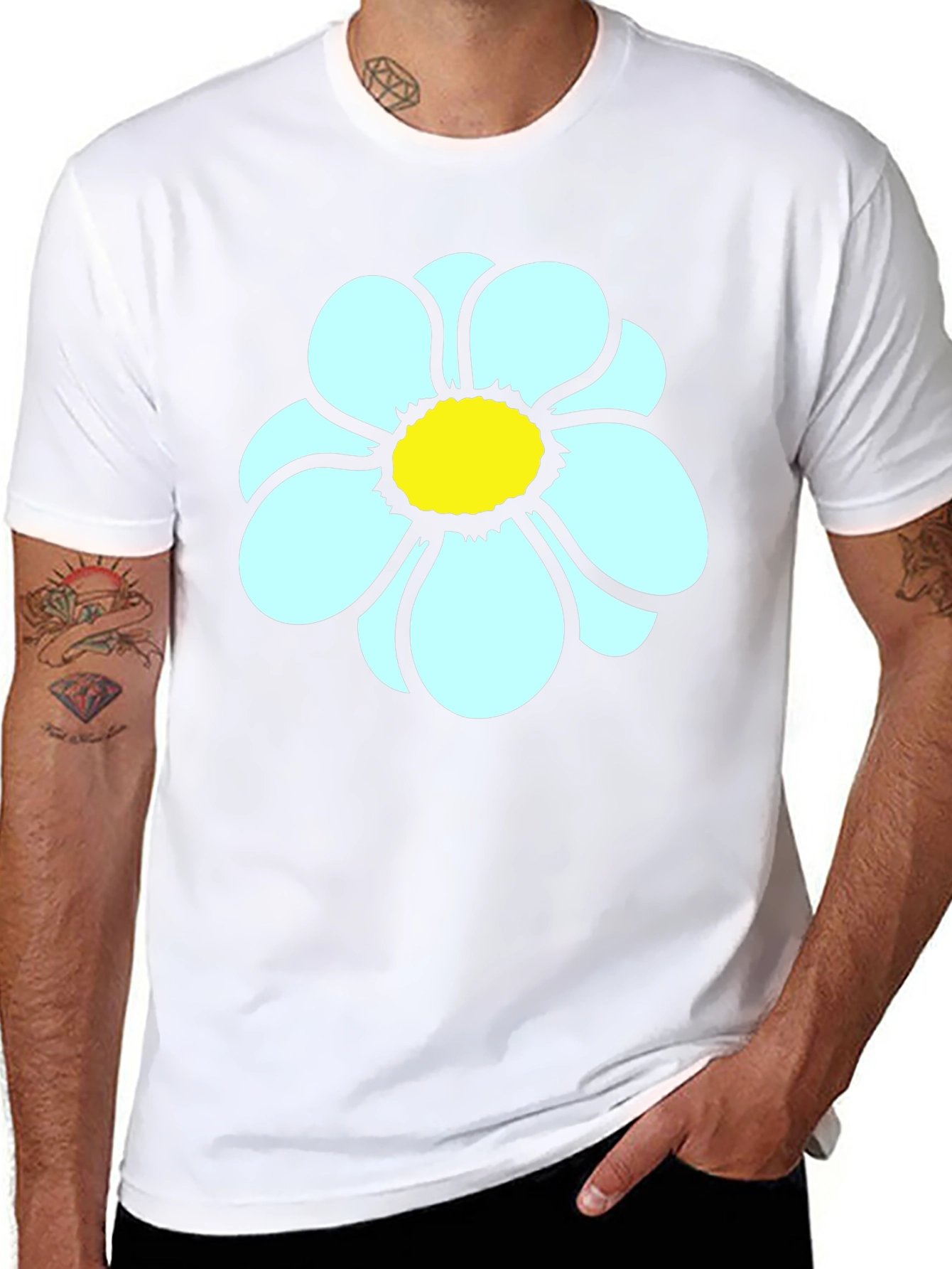 Daisy Flower Graphic Tee - Casual Black T-Shirt