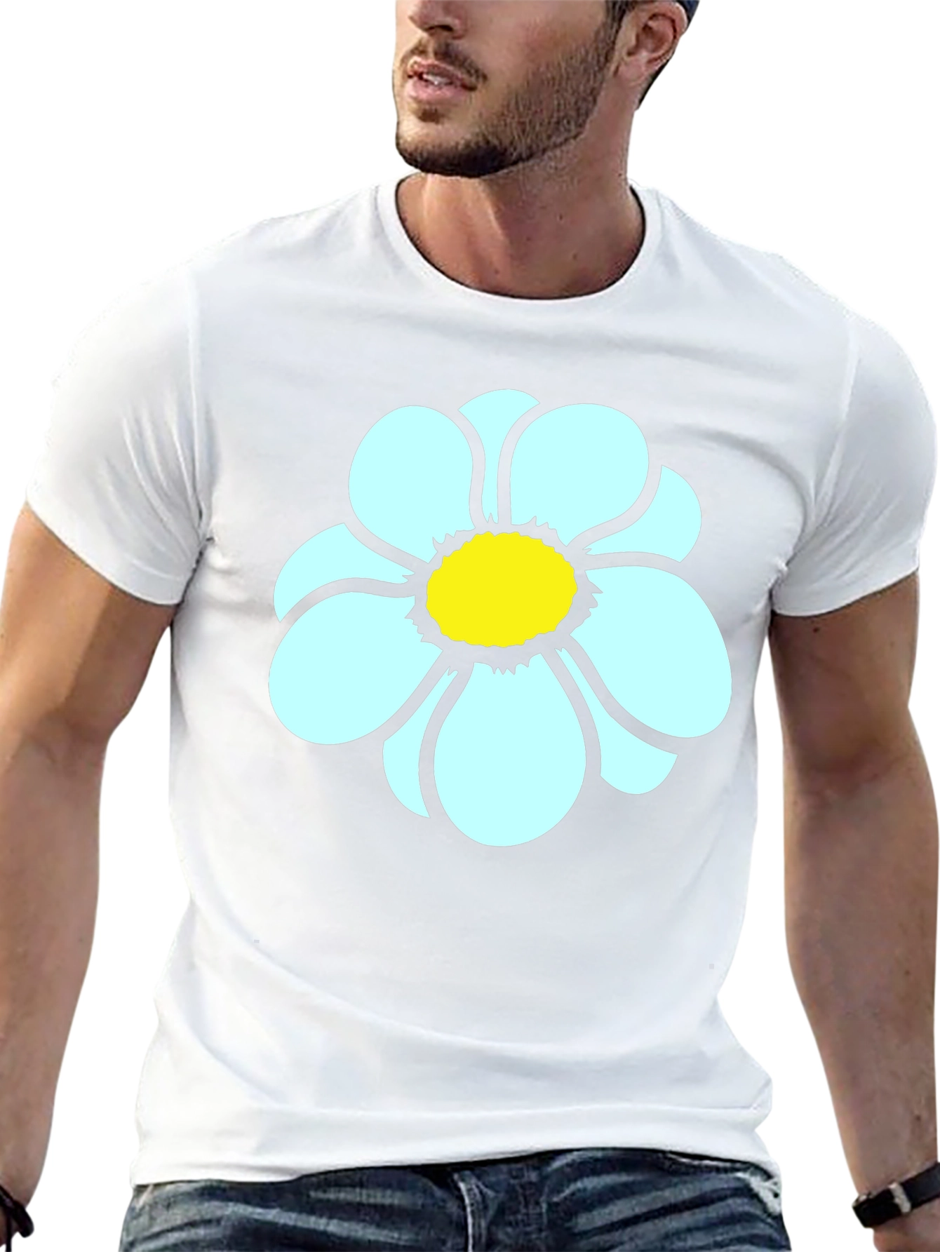Daisy Flower Graphic Tee - Casual Black T-Shirt