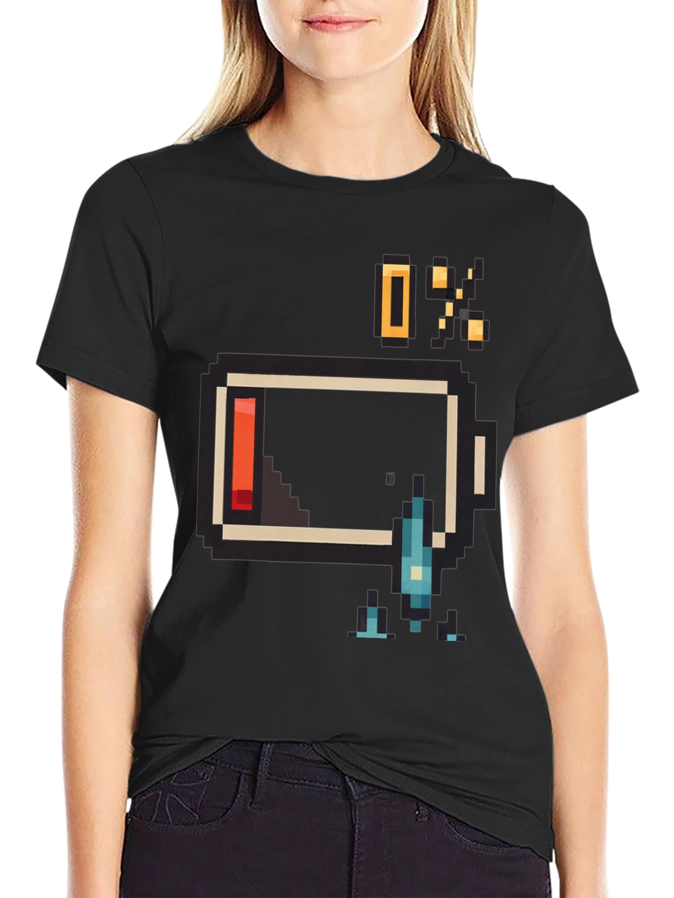 Pixel Battery Low Graphic Mens T-Shirt