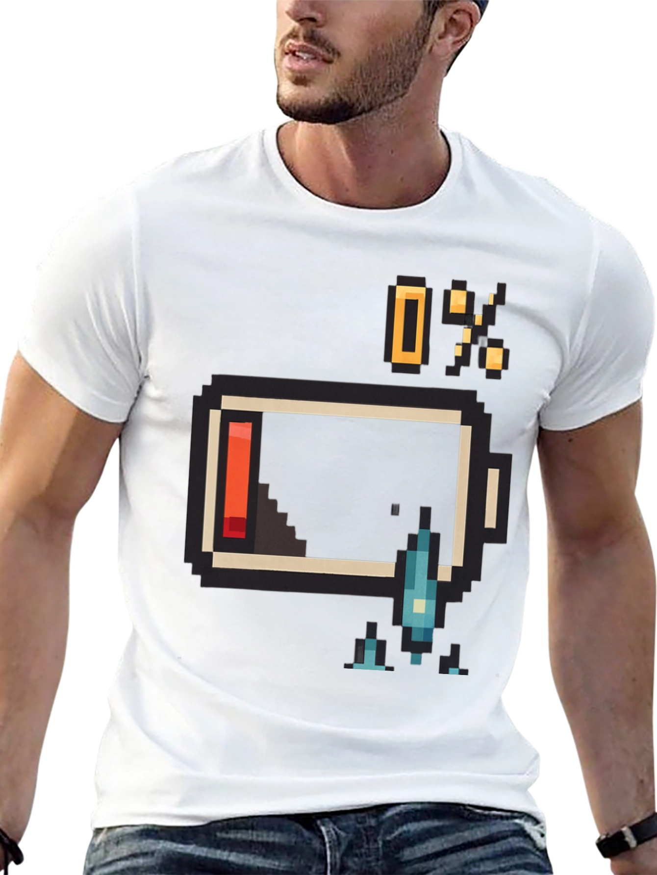 Pixel Battery Low Graphic Mens T-Shirt