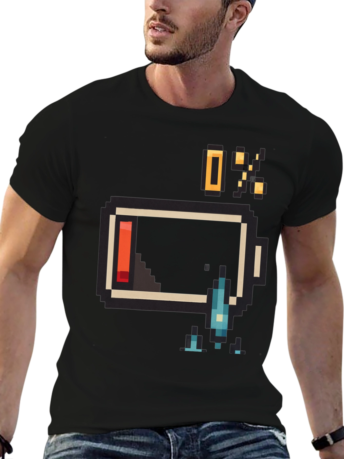Pixel Battery Low Graphic Mens T-Shirt