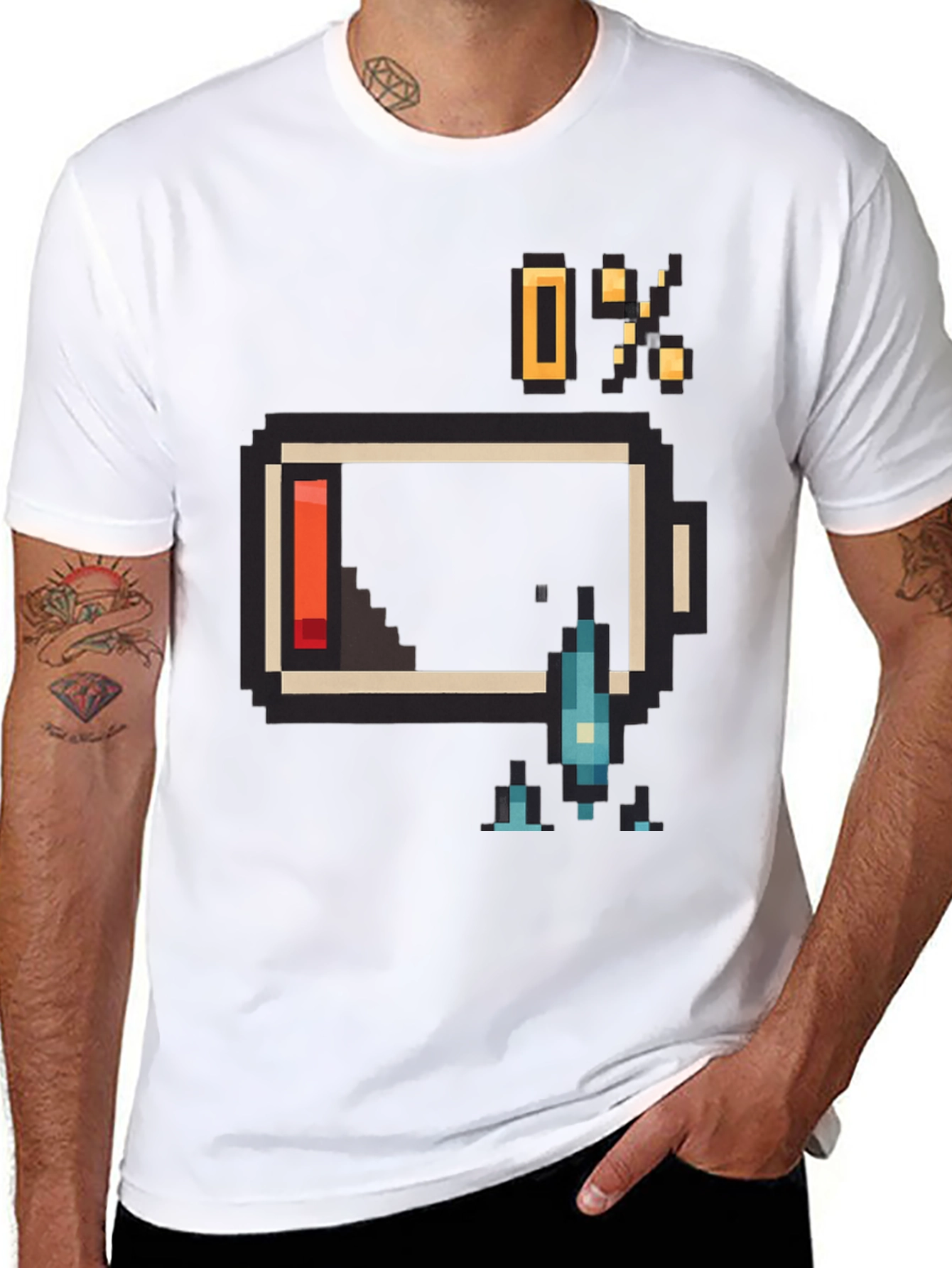 Pixel Battery Low Graphic Mens T-Shirt