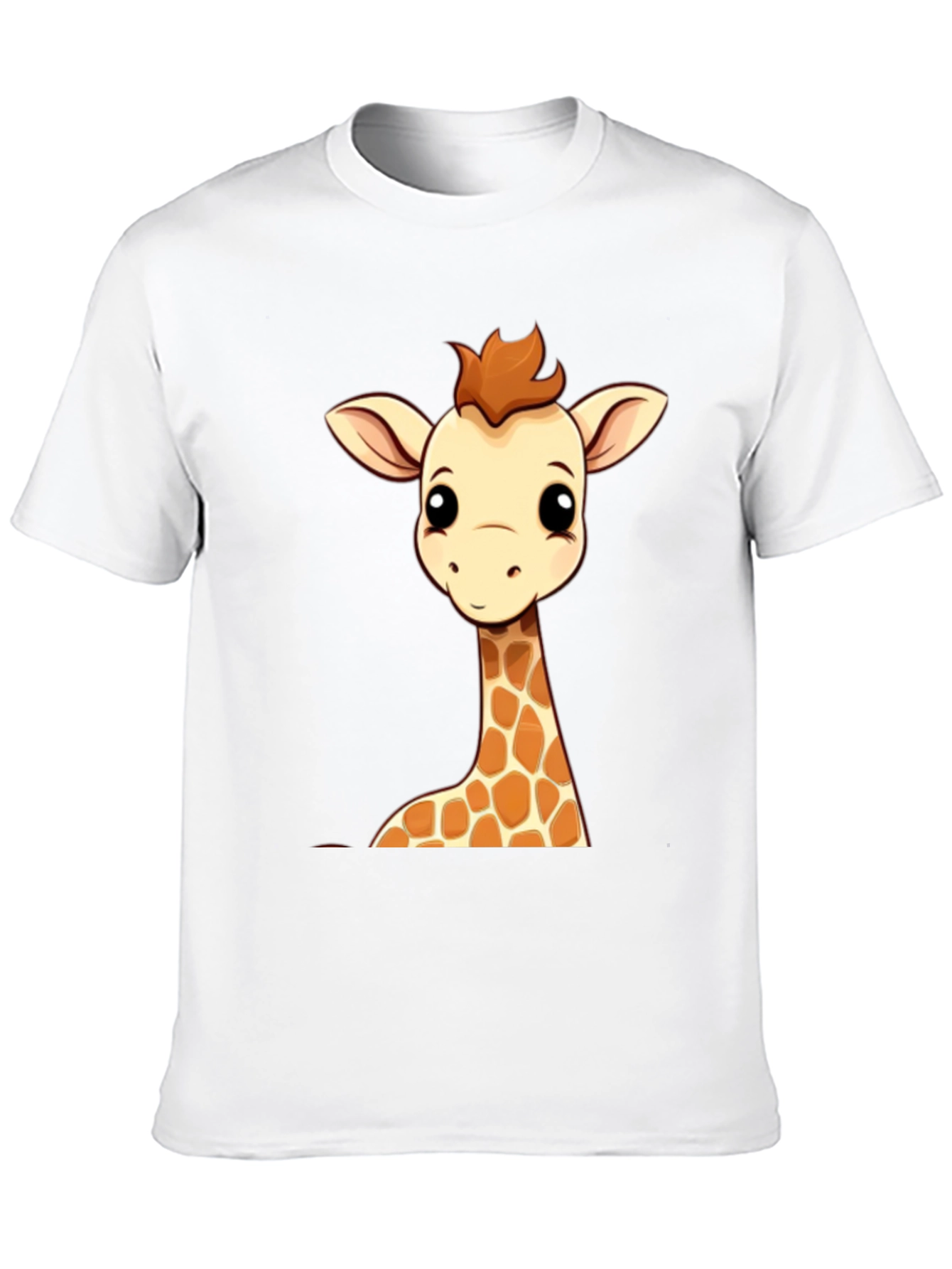 Giraffe Cartoon Graphic Print Black Tee