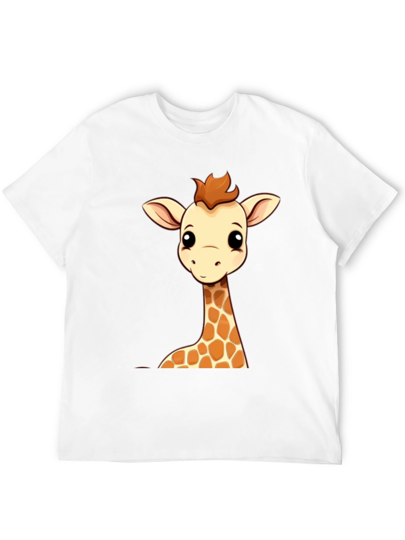 Giraffe Cartoon Graphic Print Black Tee