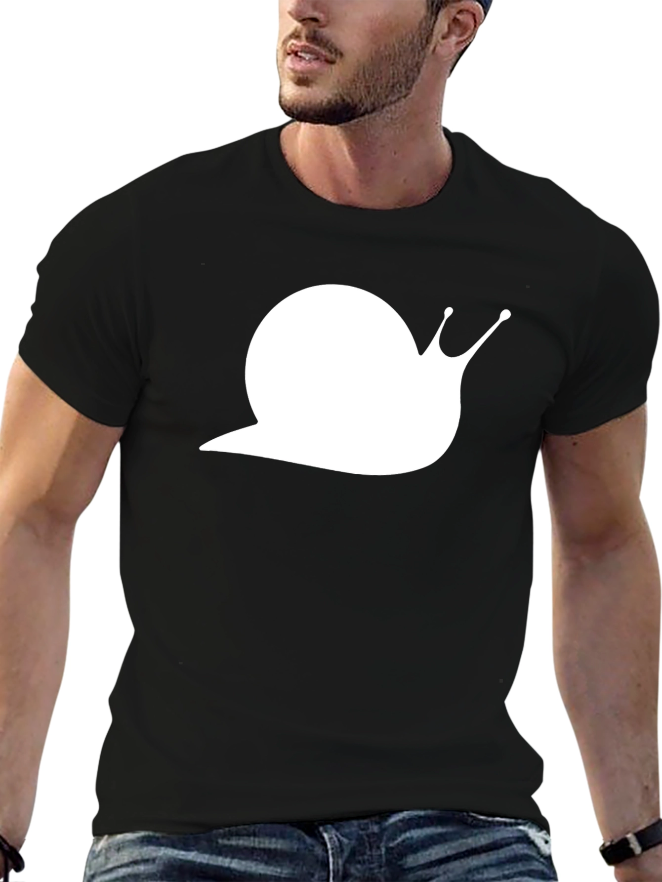 Snail Graphic T-Shirt - Black Cotton Blend