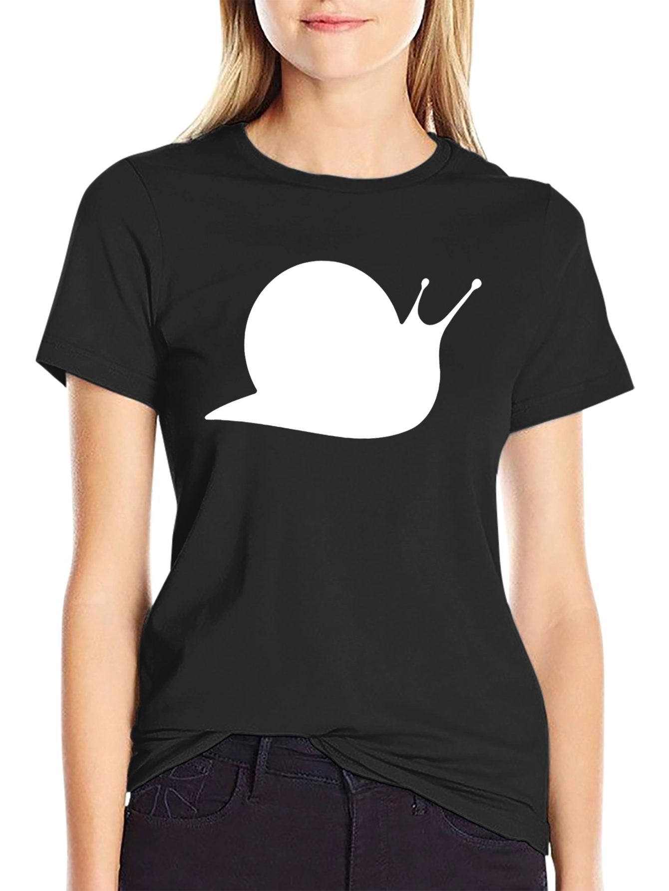 Snail Graphic T-Shirt - Black Cotton Blend