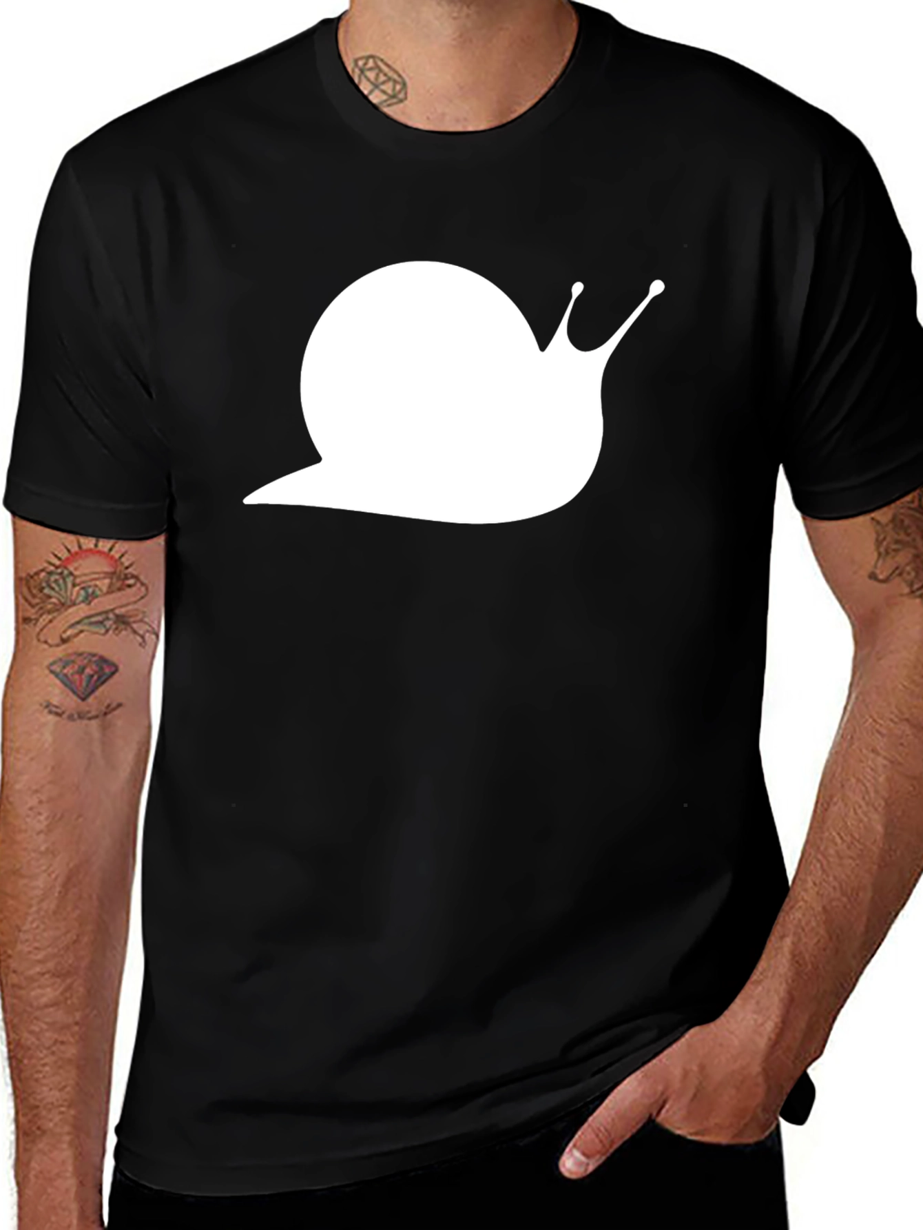 Snail Graphic T-Shirt - Black Cotton Blend