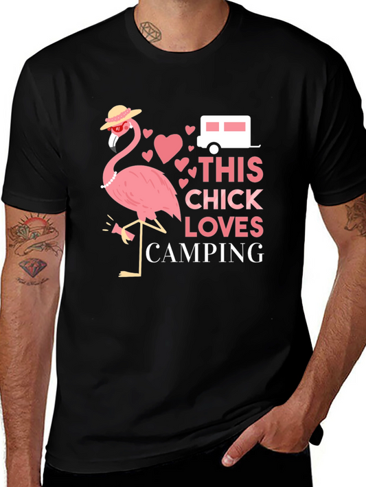 Funny Camping Flamingo Graphic Tee
