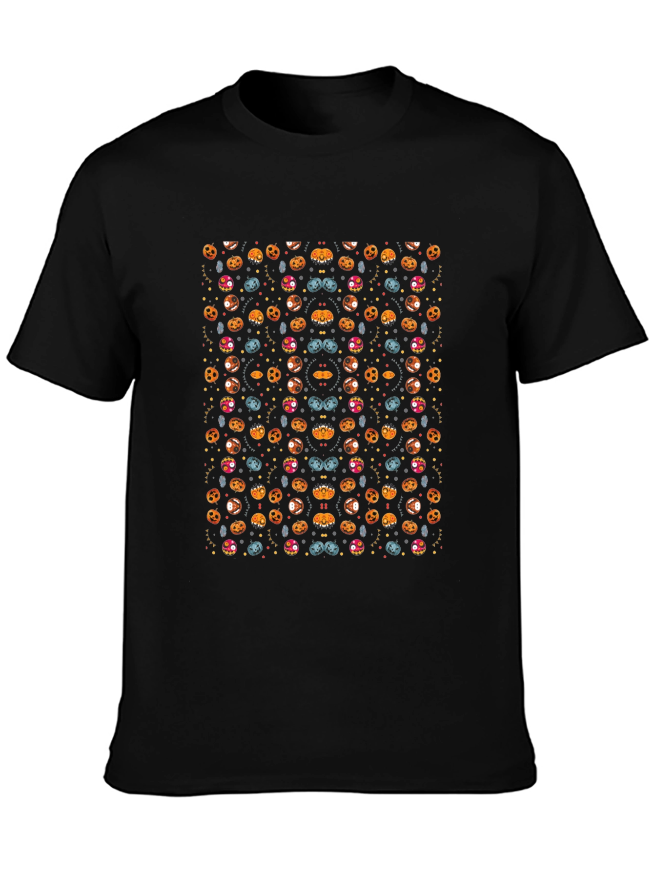 Spooky Halloween Pattern Black T-Shirt