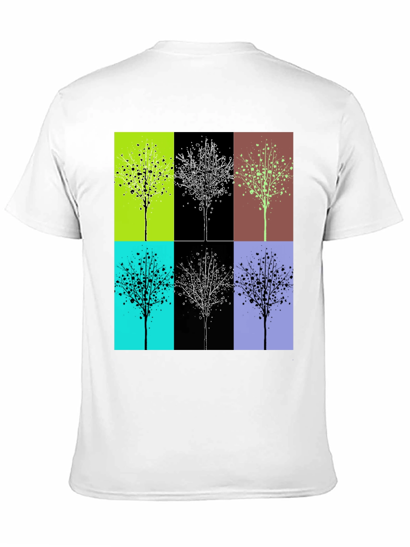 Geometric Tree Design Black T-Shirt