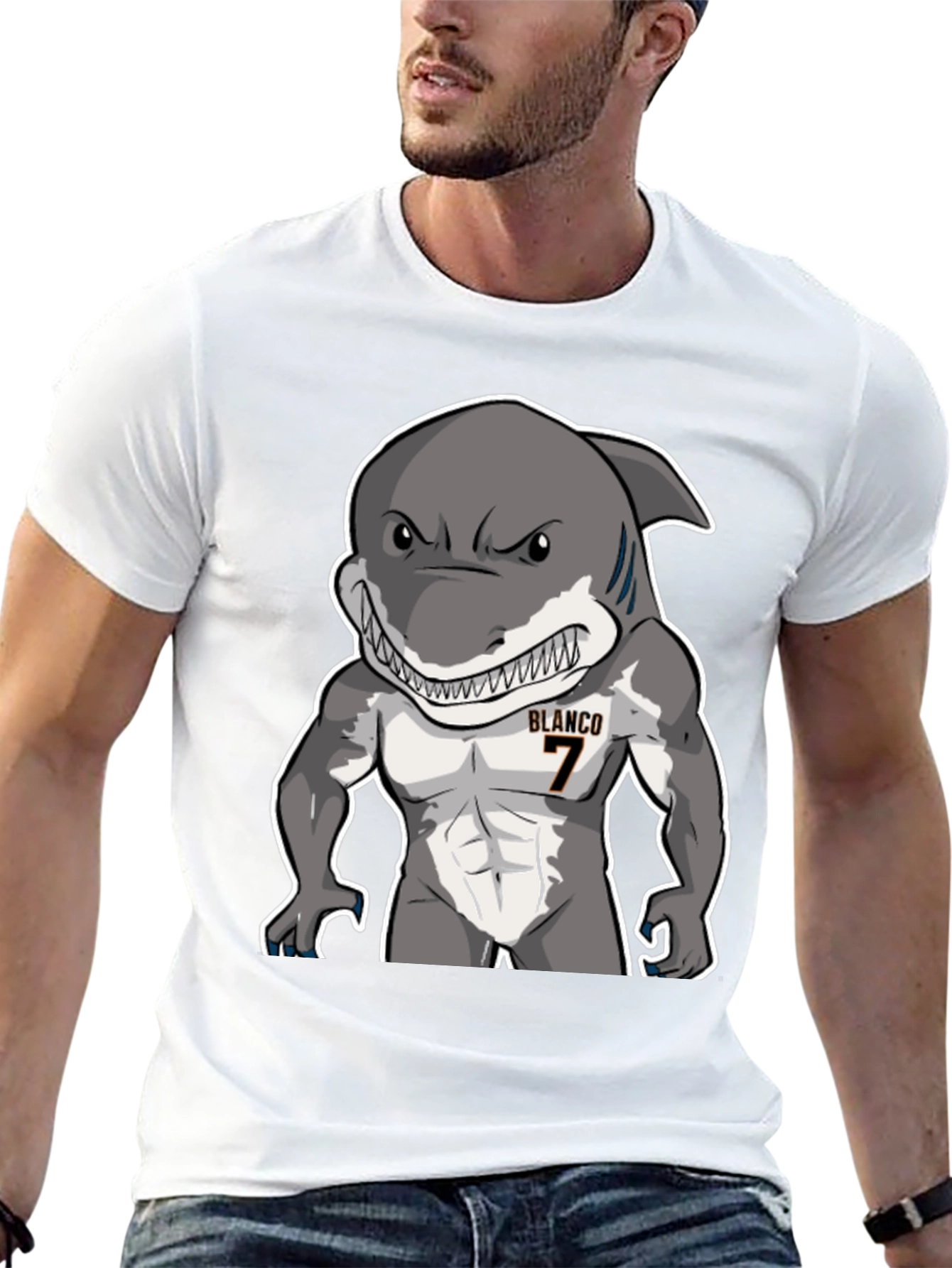 Shark Muscle Tee - Blanco #7 Black T-Shirt