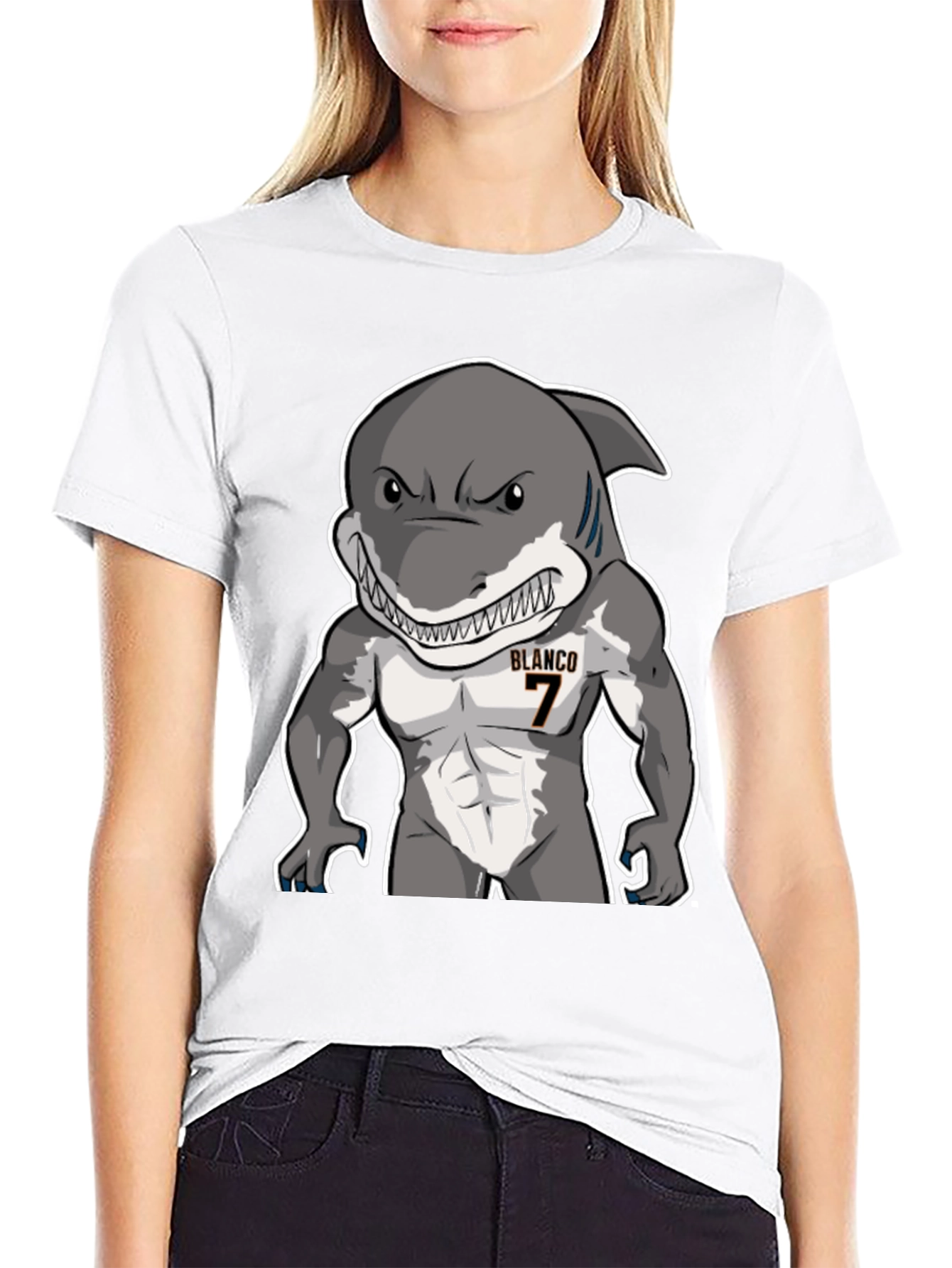 Shark Muscle Tee - Blanco #7 Black T-Shirt