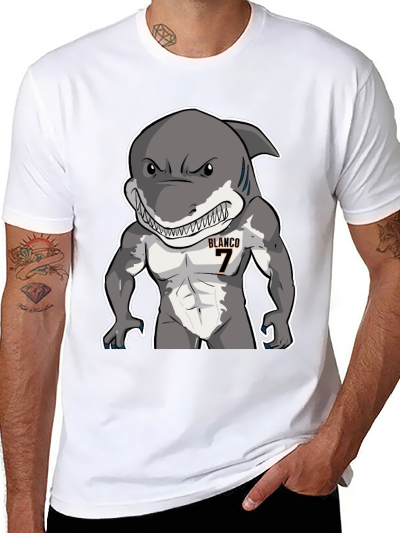 Shark Muscle Tee - Blanco #7 Black T-Shirt