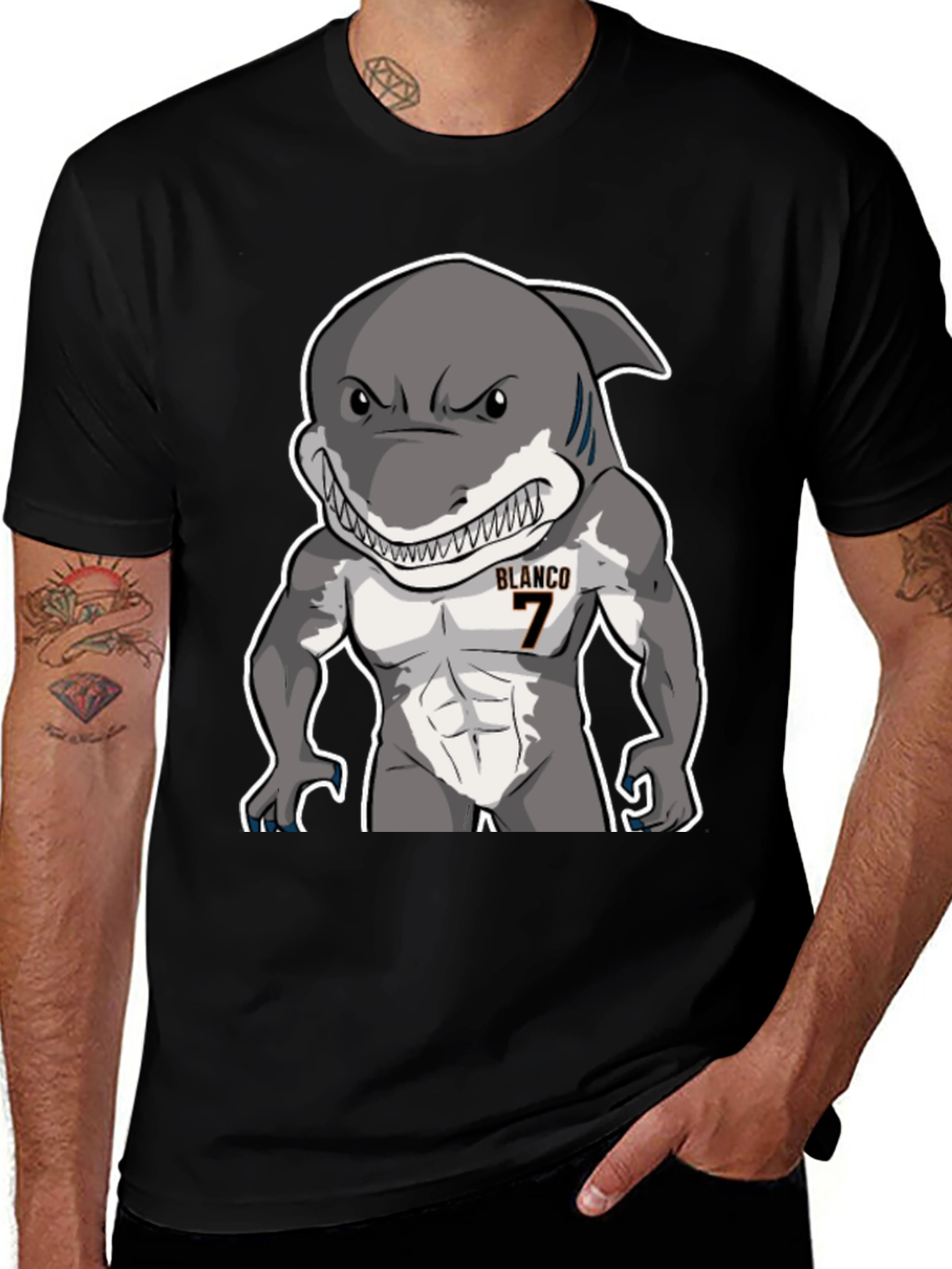 Shark Muscle Tee - Blanco #7 Black T-Shirt