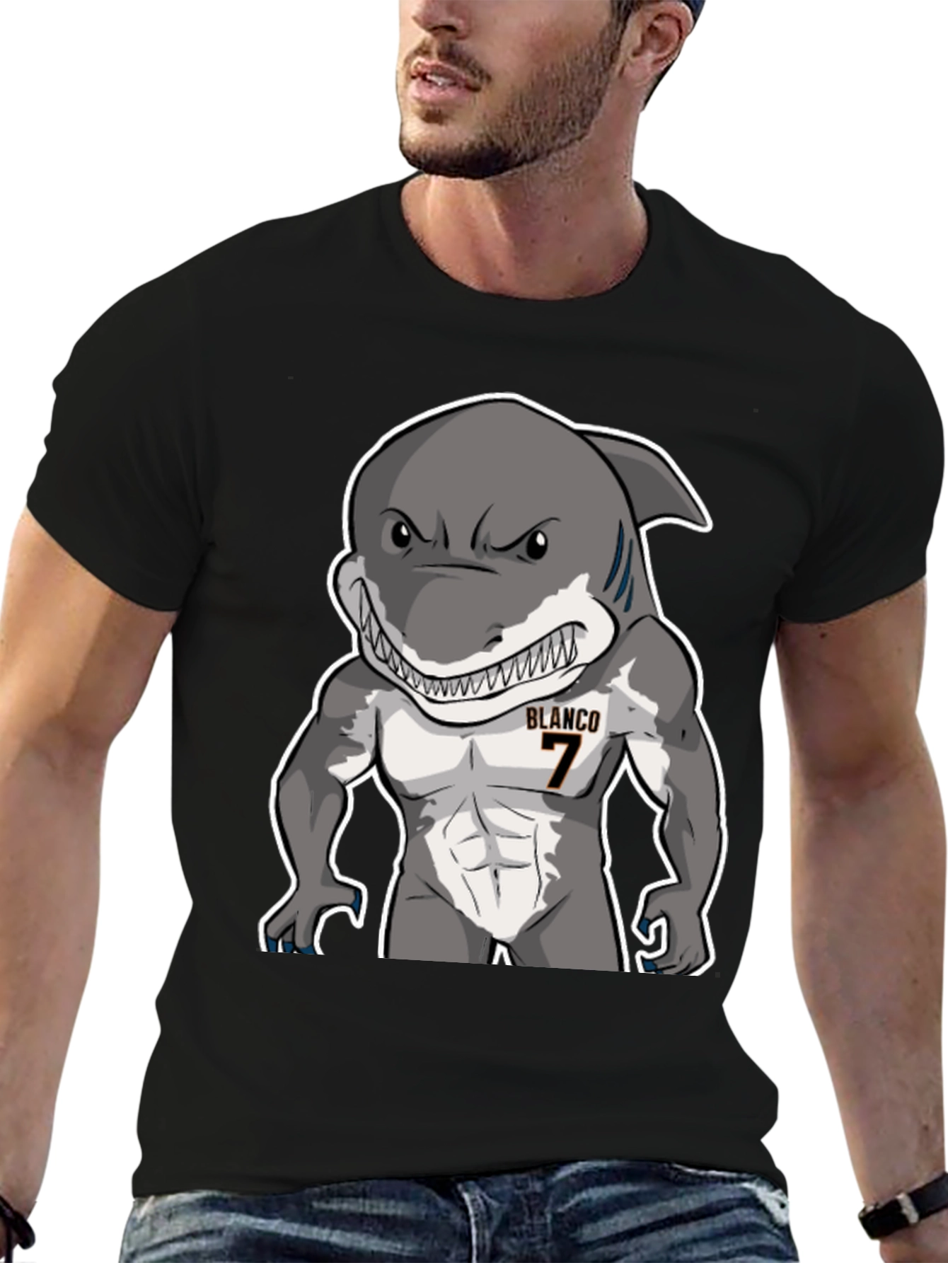 Shark Muscle Tee - Blanco #7 Black T-Shirt