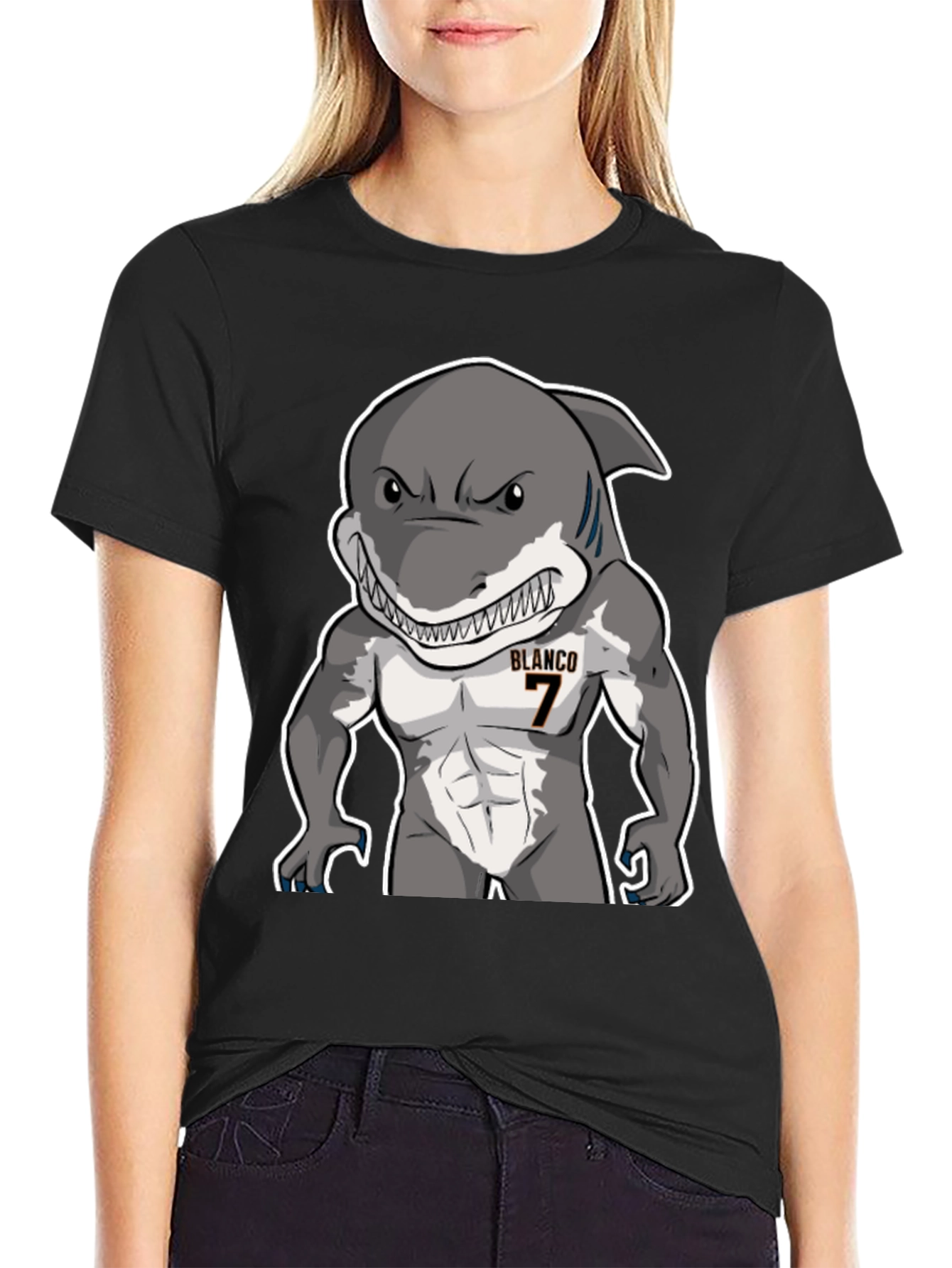 Shark Muscle Tee - Blanco #7 Black T-Shirt