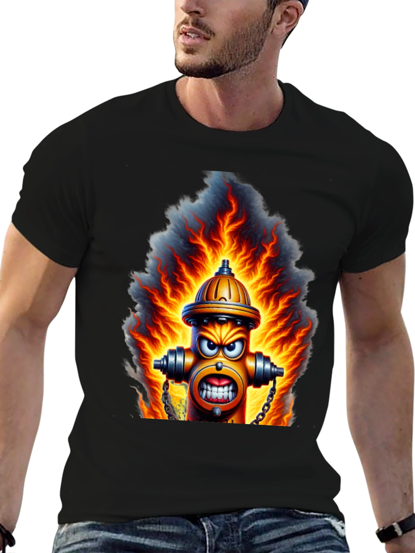 Fiery Hydrant Graphic Tee - Bold Streetwear