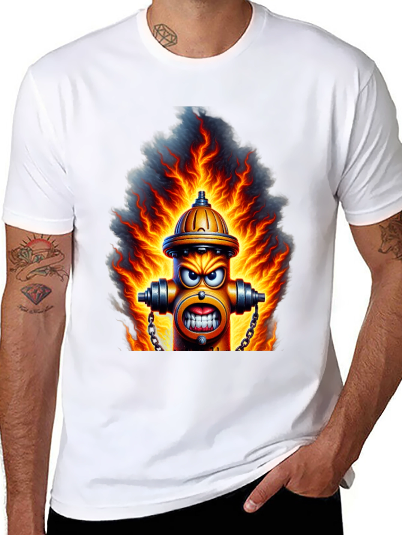 Fiery Hydrant Graphic Tee - Bold Streetwear