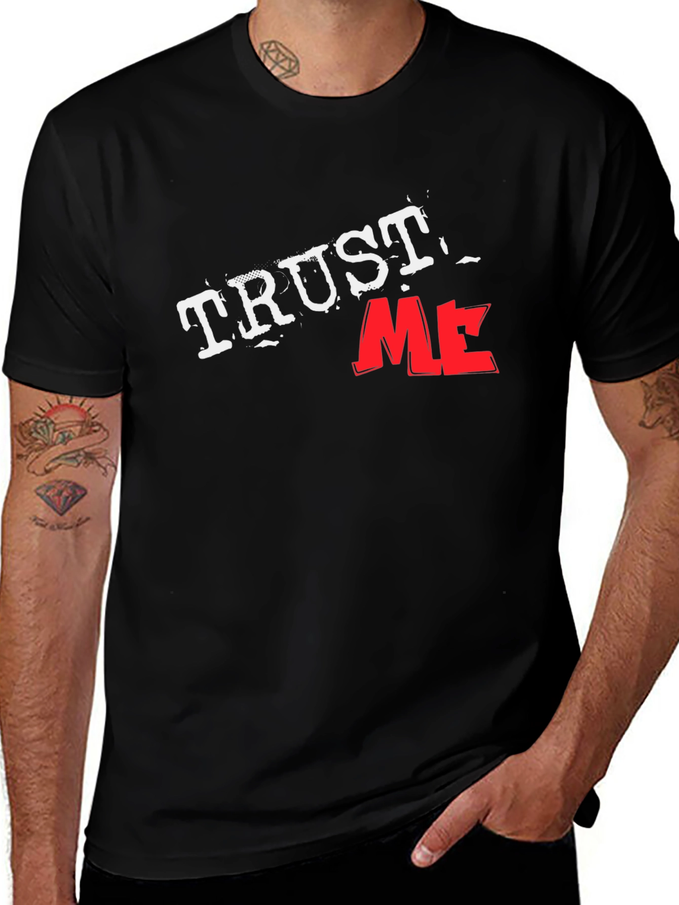 Trust Me Graphic Tee - Black Cotton T-Shirt