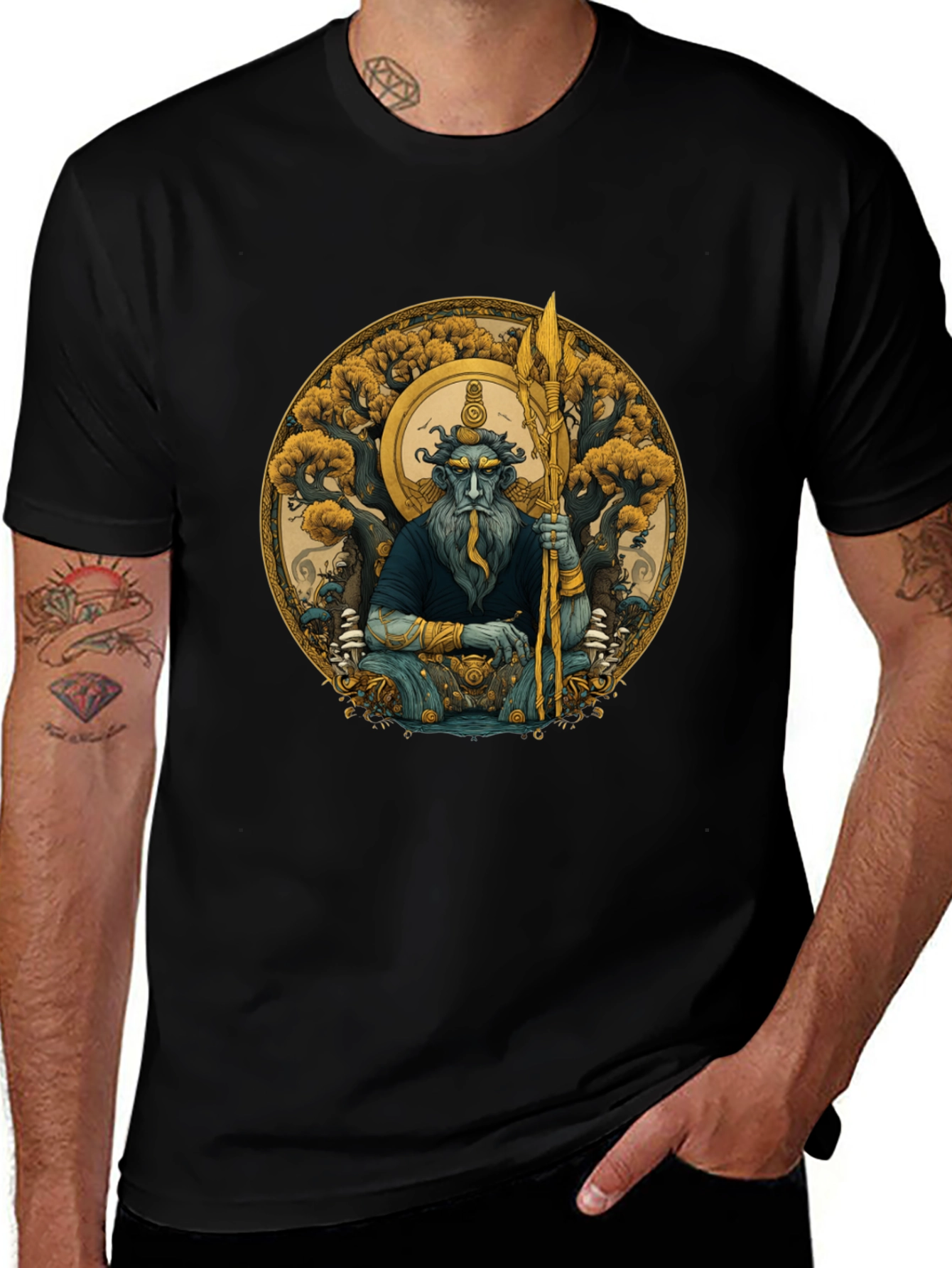 Mythical Guardian Graphic Tee - Black