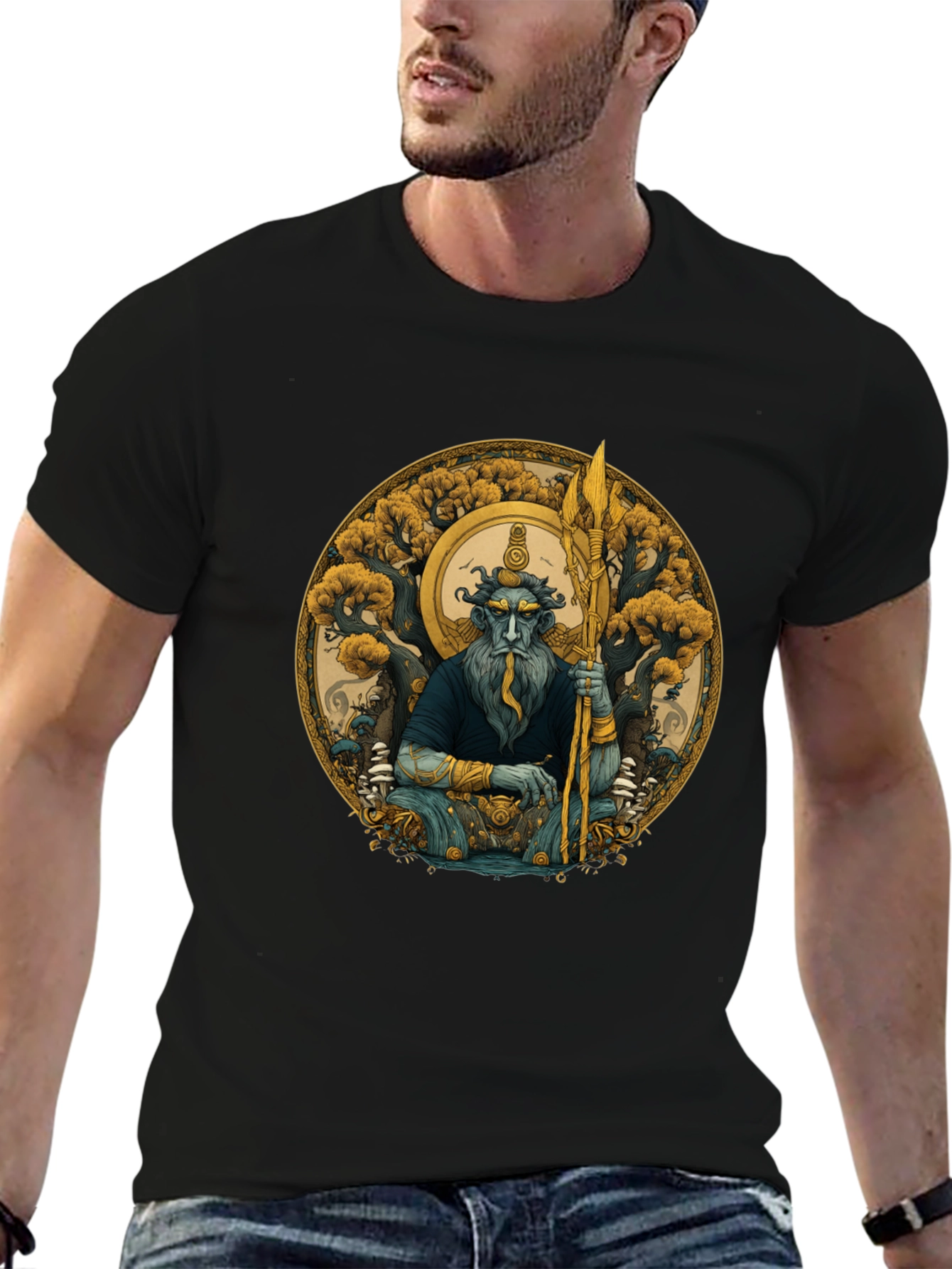 Mythical Guardian Graphic Tee - Black