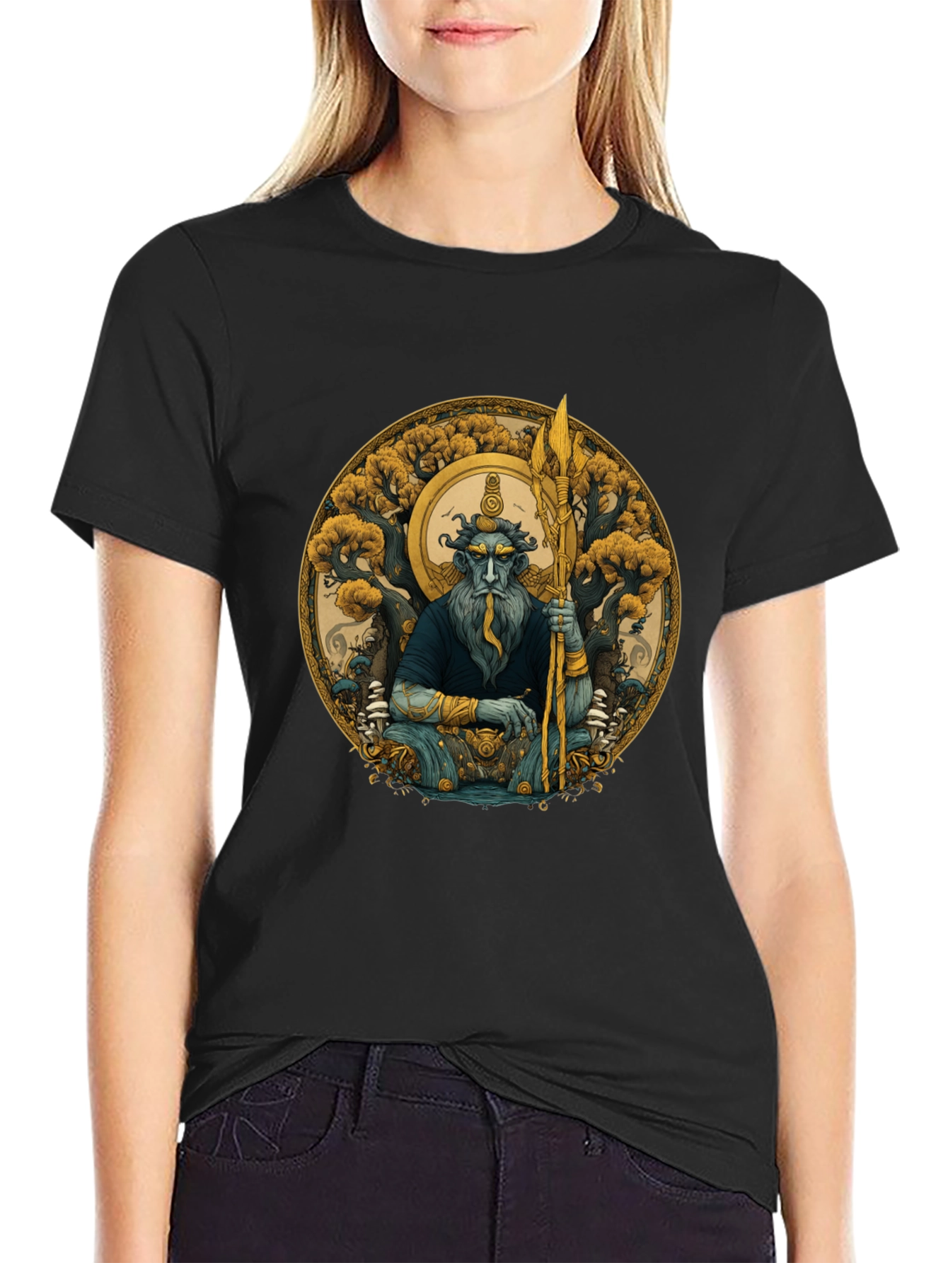Mythical Guardian Graphic Tee - Black